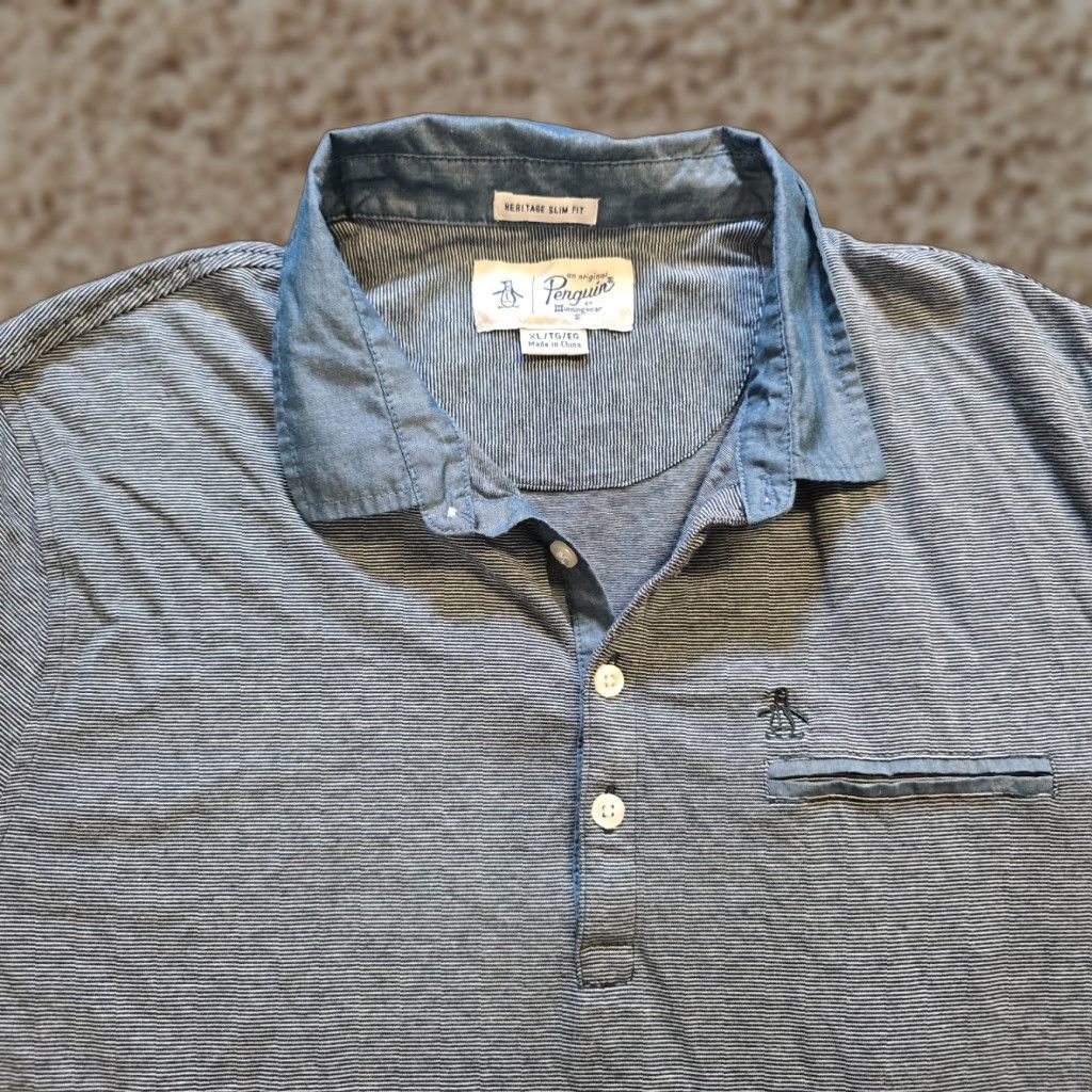 Original Penguin Original Penguin Shirt Mens XL Blue Polo Short Sleeve Casual Classic Shirt Size US XL / EU 56 / 4 - 1 Thumbnail