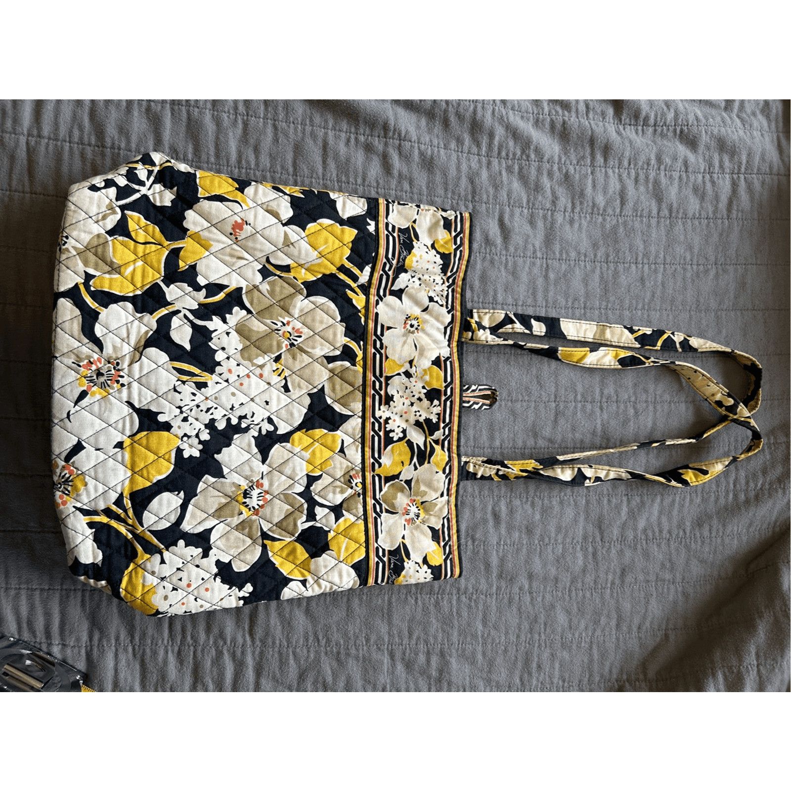 Vera Bradley Vera Bradley Retired Dogwood Tote Yellow Black Floral Bag Size ONE SIZE - 9 Thumbnail