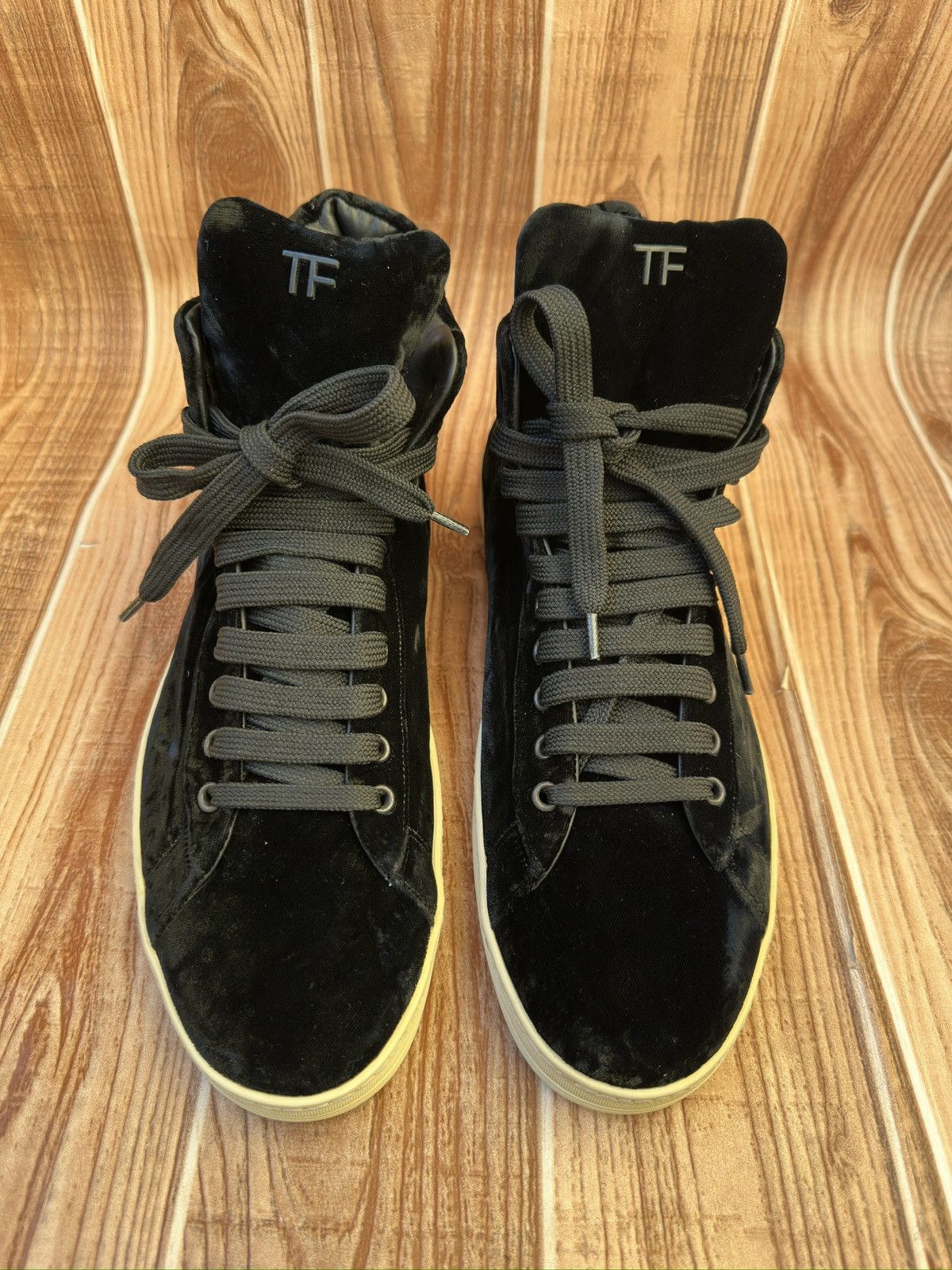 Tom Ford Tom Ford Russel Black Velvet Hi Top Sneaker Size US 12.5 / EU 45-46 - 3 Thumbnail