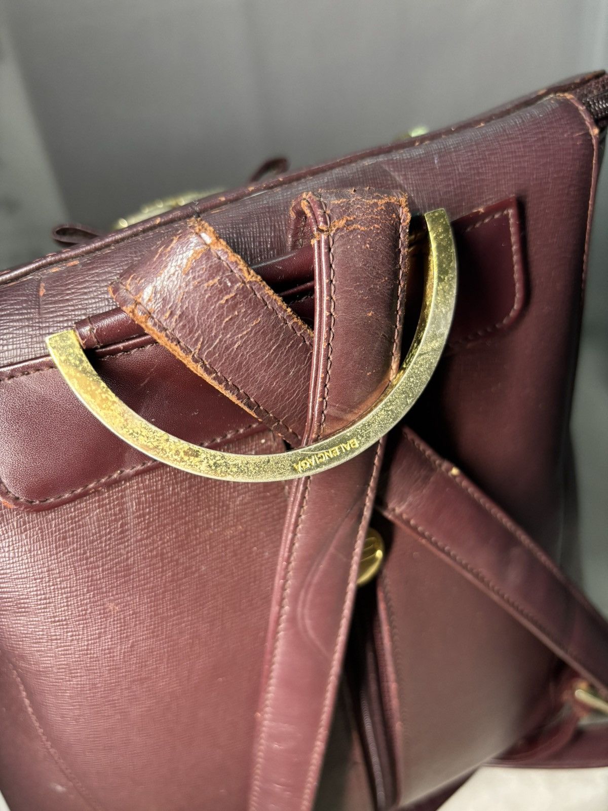 Balenciaga (rlly2 worn) Vintage Balenciaga Backpack Maroon Size ONE SIZE - 14 Thumbnail
