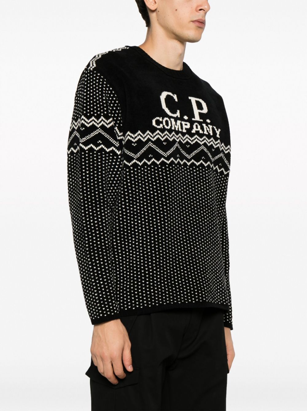 C.P. Company o1y1224 Crewneck Sweater in Black/White Size US L / EU 52-54 / 3 - 3 Thumbnail