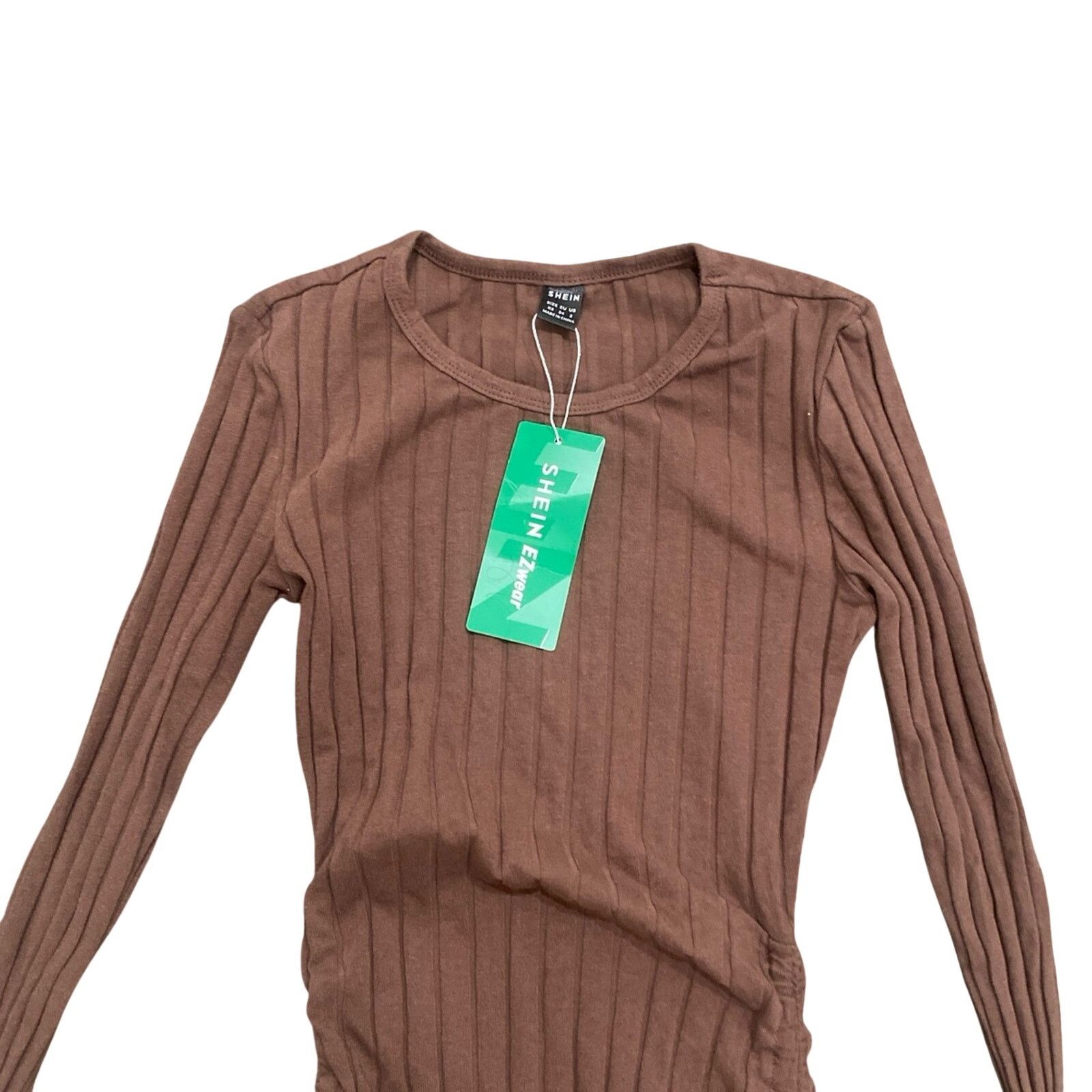Shein Drawstring Ruched Side Bodycon Dress in Brown, Size XS Size XS / US 0-2 / IT 36-38 - 3 Thumbnail