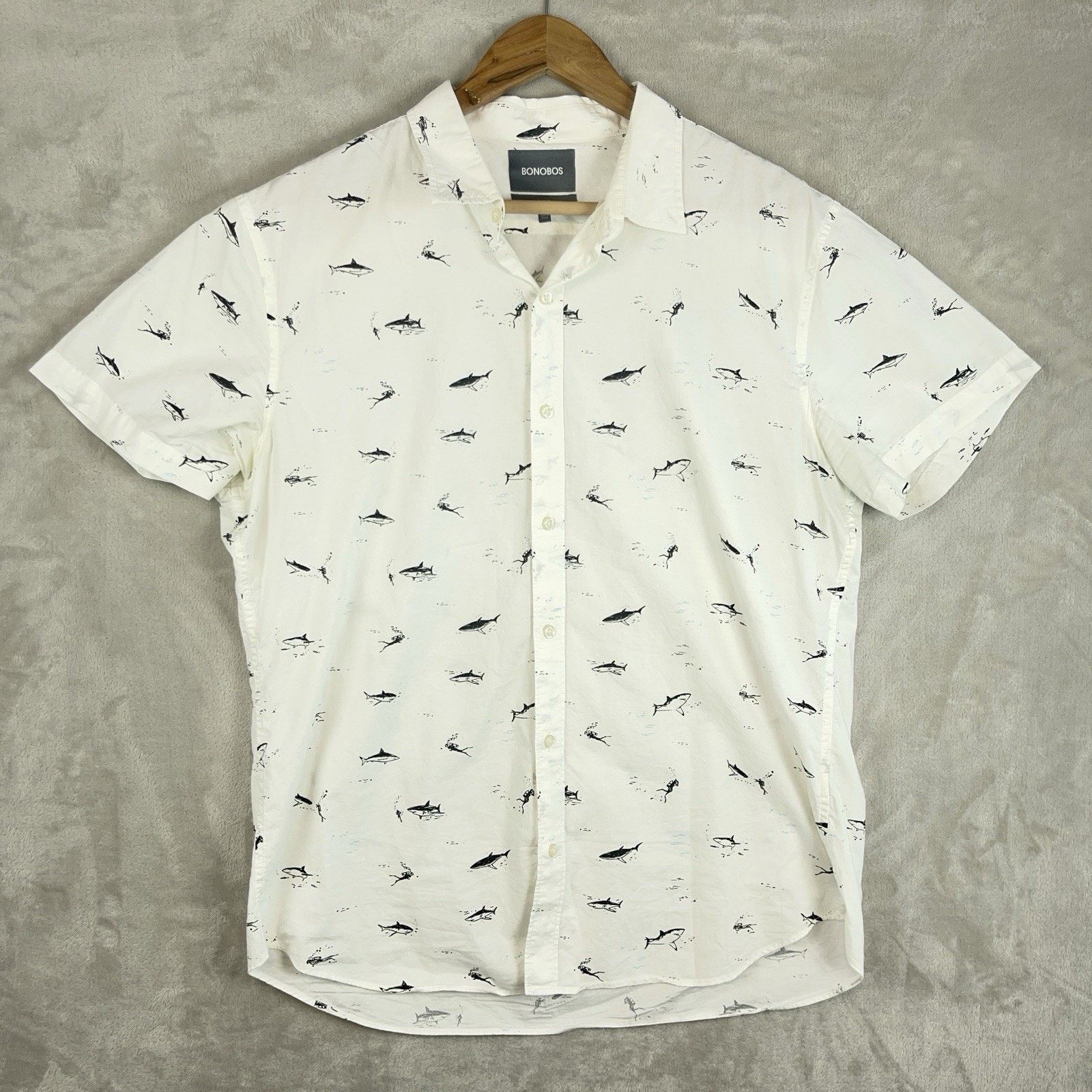 Bonobos Bonobos Slim Fit Mens Shirt Large Shark Scuba Diver Nautical Size US L / EU 52-54 / 3 - 2 Thumbnail