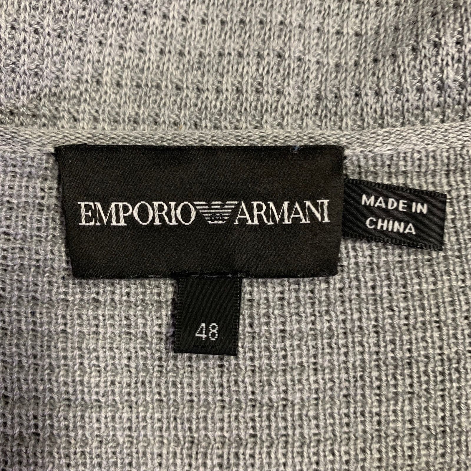 Emporio Armani EMPORIO ARMANI Size 38 Grey Waffle Knit Scoop Neck Pullover Size US S / EU 44-46 / 1 - 6 Thumbnail