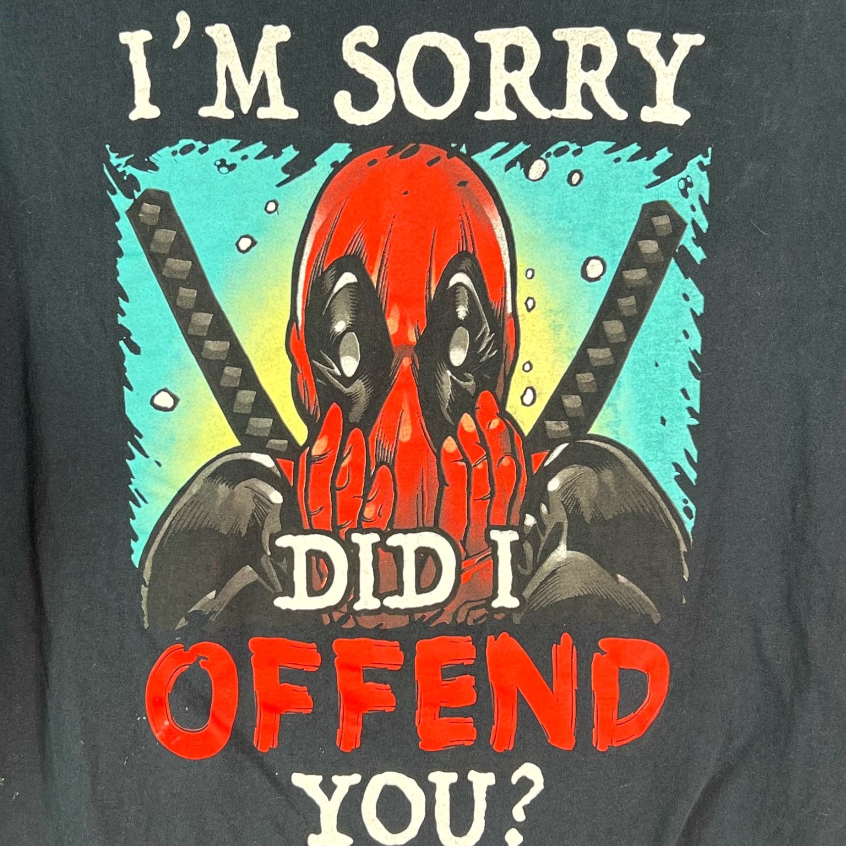 Vintage I M Sorry Did I Offend You ? Deadpool Marvel Mens Black Graphic T Shirt Size 2XL Size US XXL / EU 58 / 5 - 2 Thumbnail