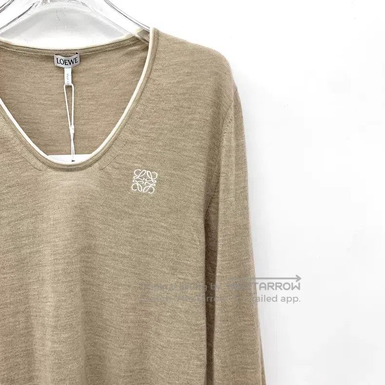 Loewe Loewe Brown Cashmere Logo Embroidered Crew Neck Long Sleev Size S / US 4 / IT 40 - 3 Thumbnail