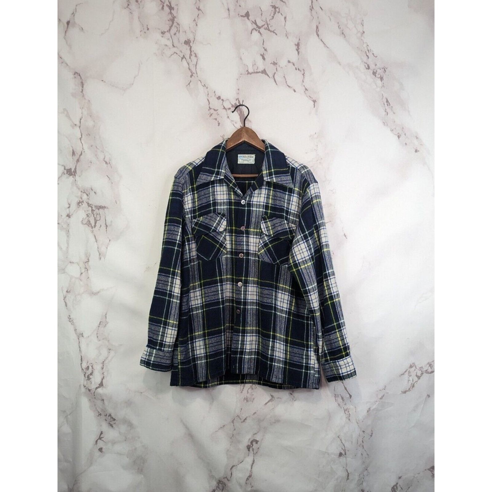 Vintage Vintage JC Penney Shirt Men L Wool Button 70s Flannel Black Size US L / EU 52-54 / 3 - 1 Thumbnail