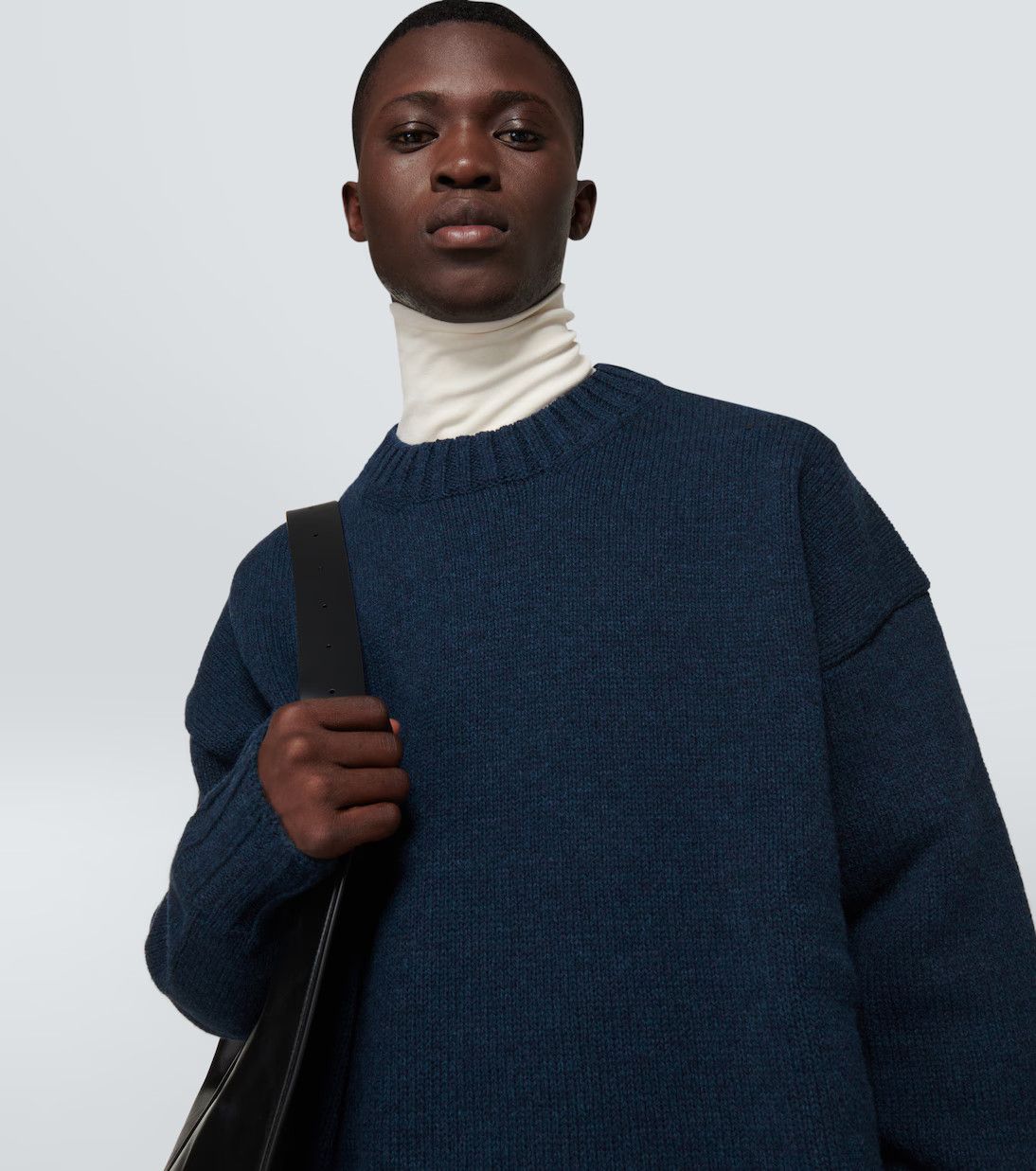 Jil Sander o1y1124 Long Sleeves Wool Sweater in Royal Navy Size US L / EU 52-54 / 3 - 5 Thumbnail