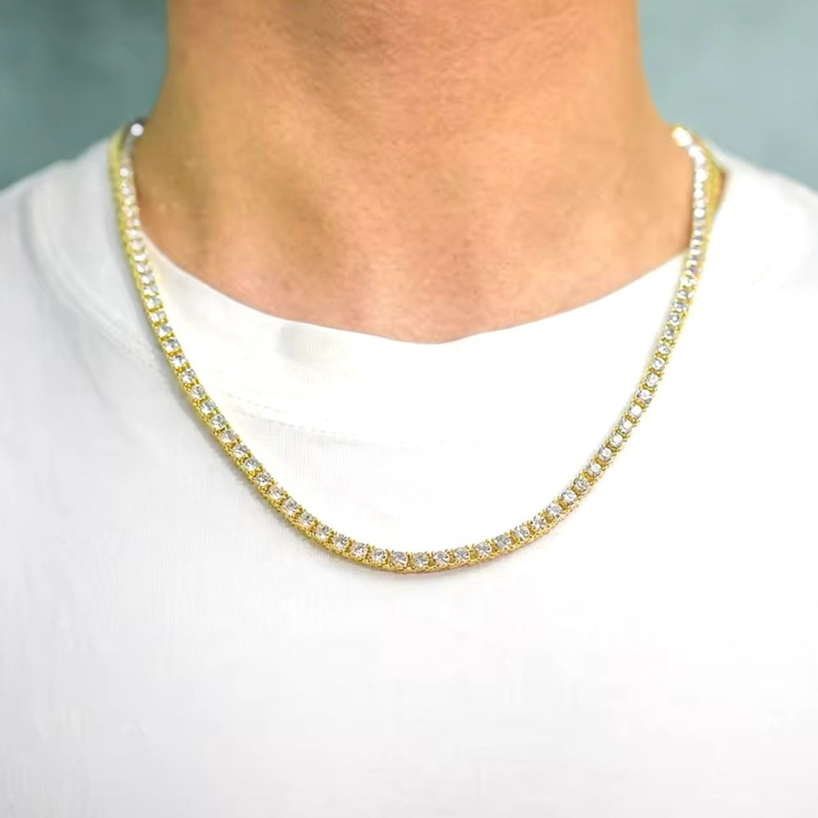 Other 4mm Wide Tennis Link Chain Iced Out 20” Size ONE SIZE - 1 Thumbnail