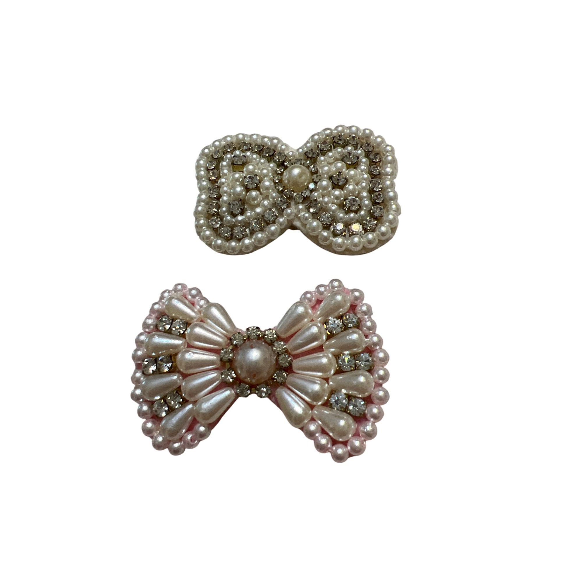 Other Set Of 2 Faux Pearl Rhinestone Bow Hair Clips Barrettes Girl Size ONE SIZE - 1 Thumbnail