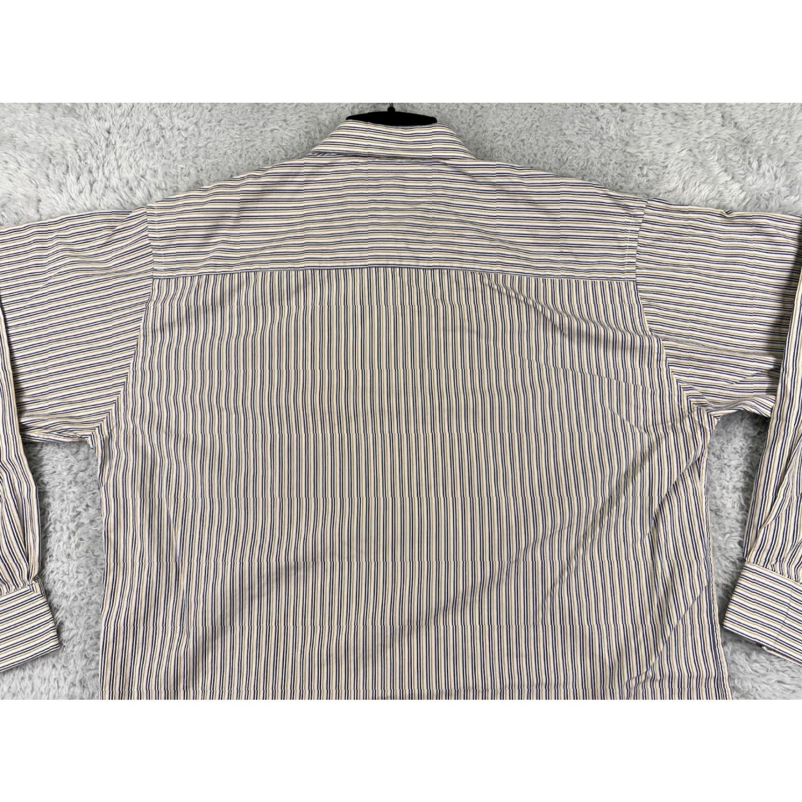 Kenneth Cole Kenneth Cole Mens Dress Shirt 16.5 Beige Vertical Striped Cotton Button-Up Long Sleeve Regular Fit Size US L / EU 52-54 / 3 - 6 Thumbnail
