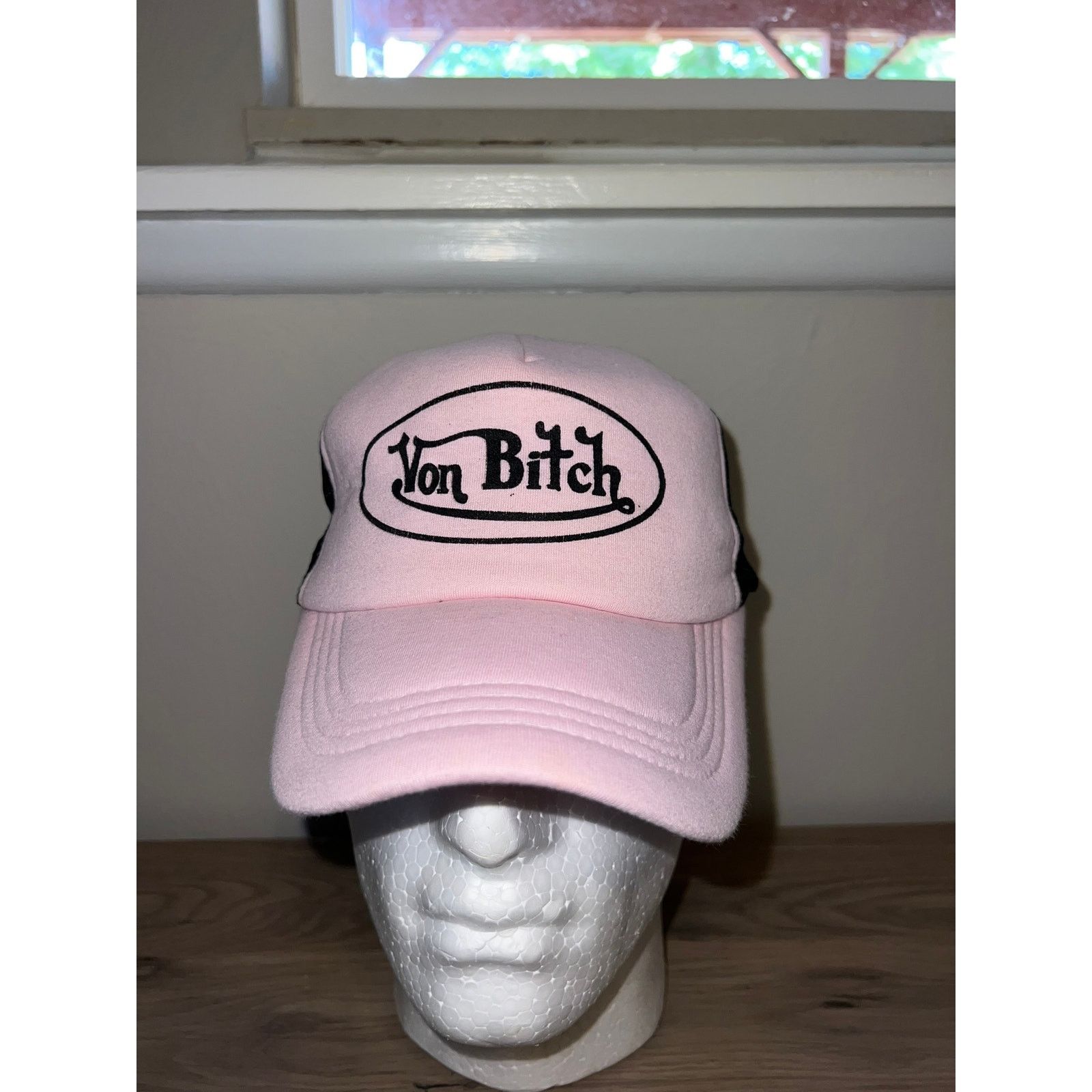 Vintage Y2K Von B*tch Pink Trucker Hat Headwear Designer Spoof OS Size ONE SIZE - 2 Thumbnail