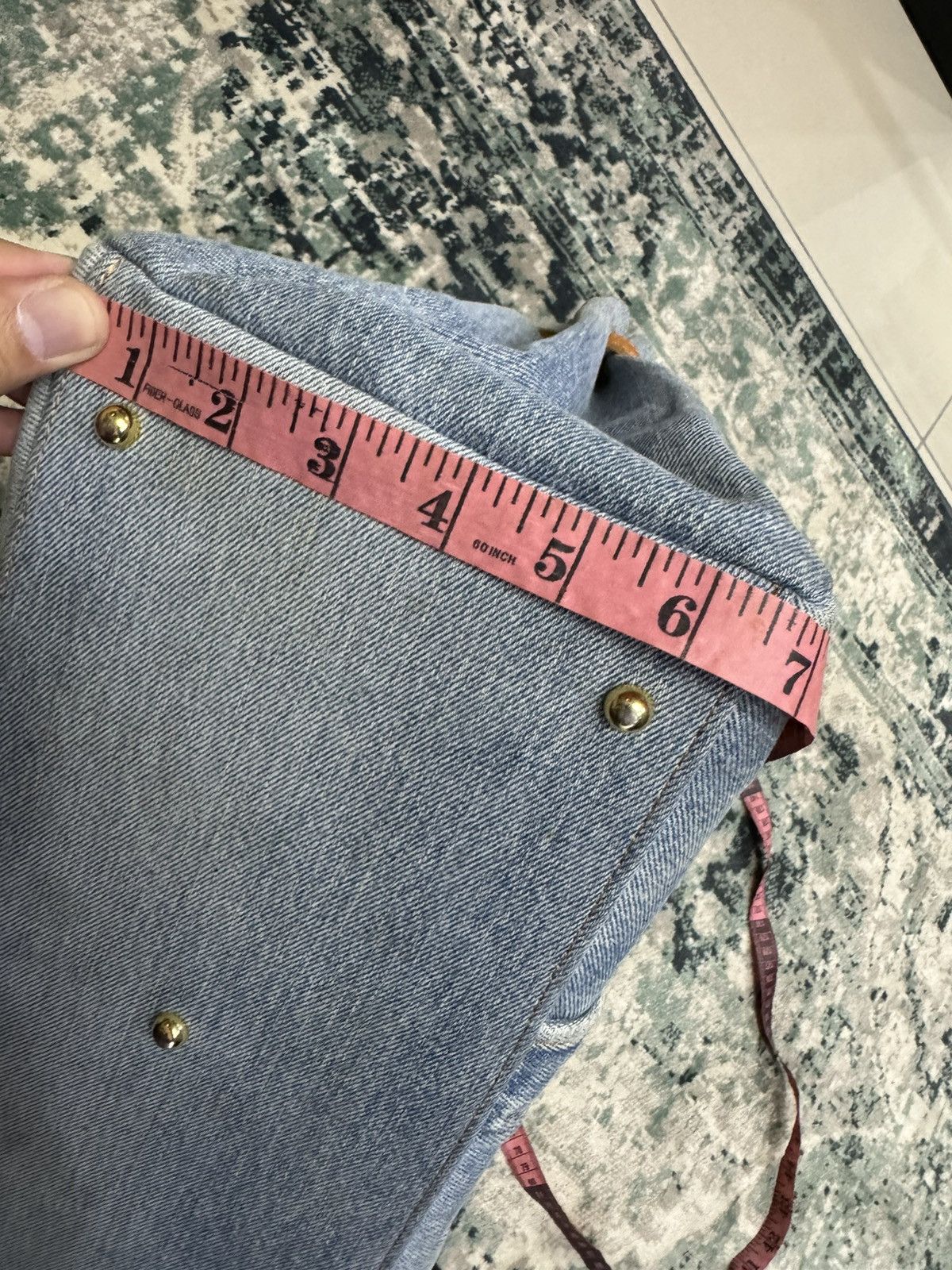 Handmade VINTAGE DENIM HANDMADE BIRKIN STYLE HANDBAG Size ONE SIZE - 14 Thumbnail
