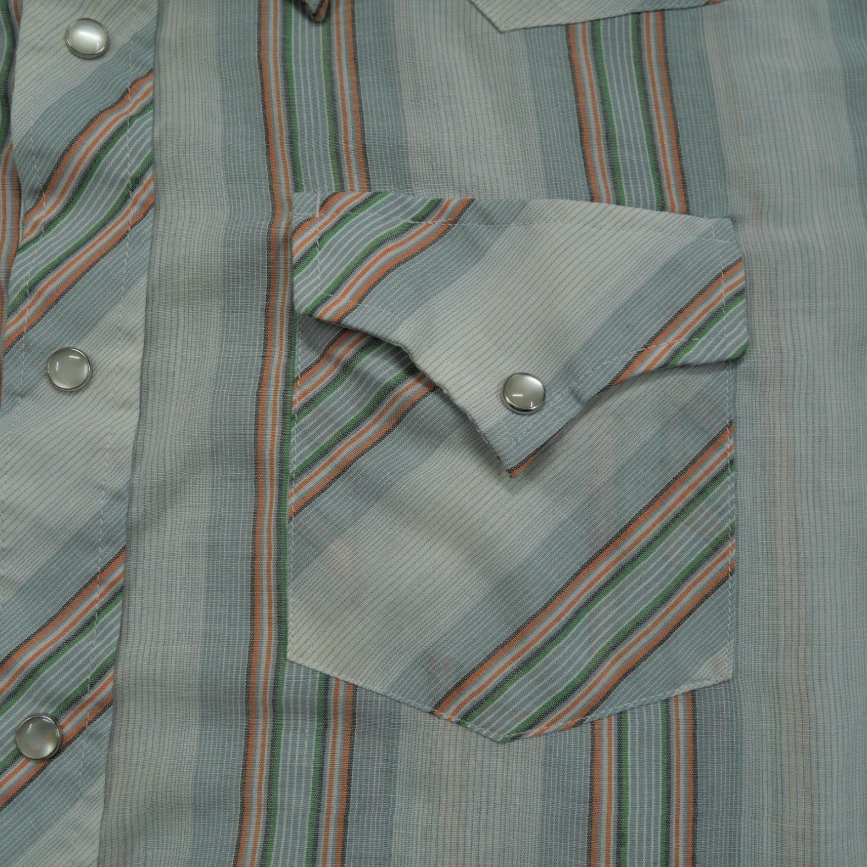 Champion VINTAGE Champion Western Shirt Mens 16.5 35 Green Orange Striped Pearl Snap 70s Size US S / EU 44-46 / 1 - 2 Thumbnail