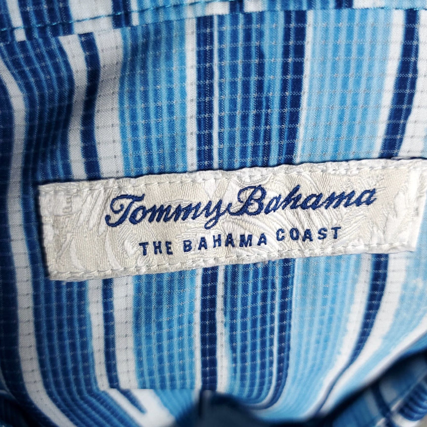 Tommy Bahama Tommy Bahama Shirt Mens XL Blue Striped Polyester Button Up Short Sleeve Size US XL / EU 56 / 4 - 6 Thumbnail