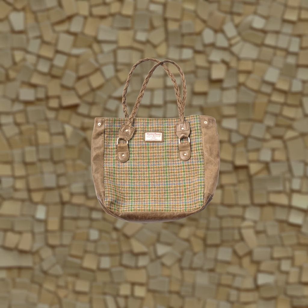 Harris Tweed Harris Tweed Tote Hand Bag Plaid Womens Tote Harris Tweed Multicolor Wool Exterior Material Tweed Plaid Tote Hand Bag Womens Harris Tweed Plaid Size ONE SIZE - 1 Thumbnail