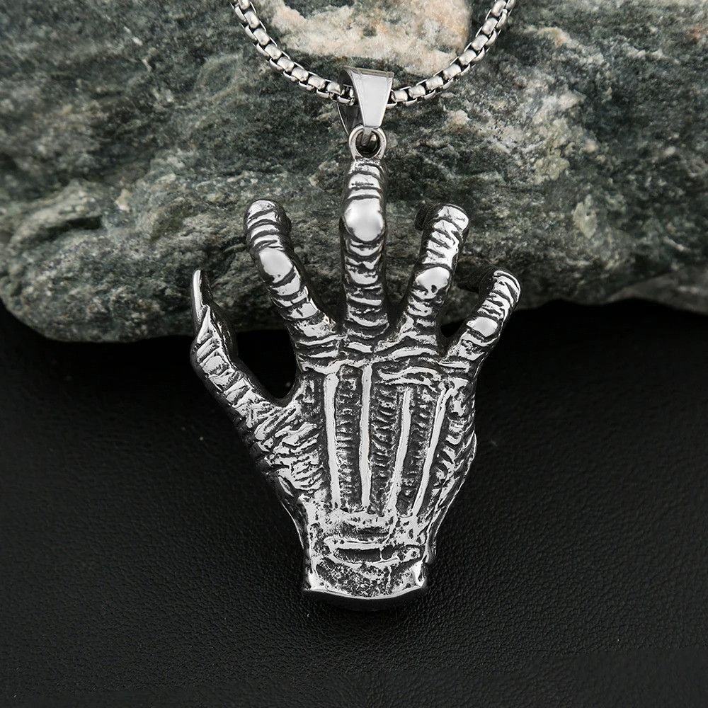 Vintage Gothic Demon Hand Claw Pendant Necklace Size ONE SIZE - 2 Thumbnail