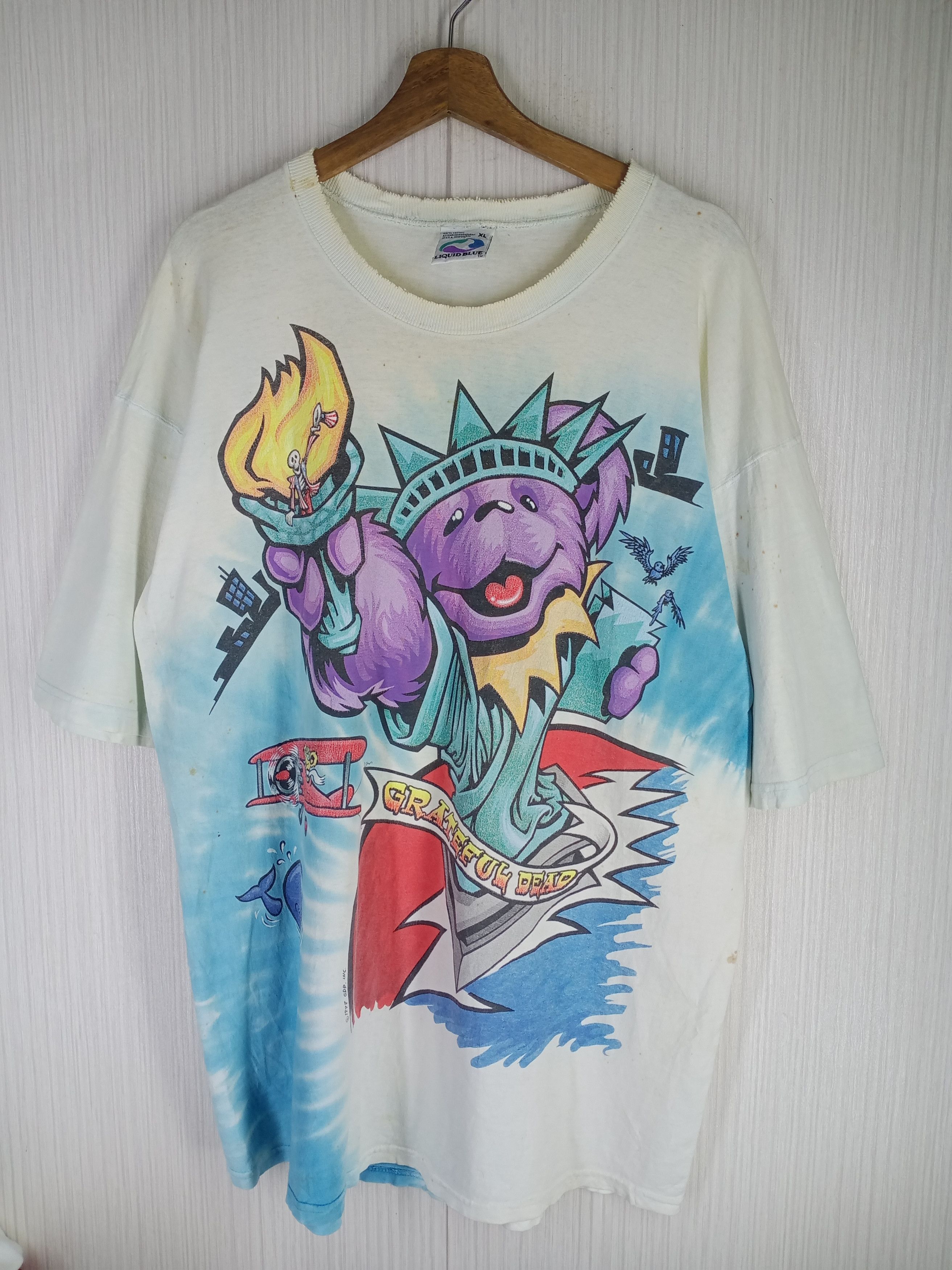 Grateful Dead × Liquid Blue Very Rare Vintage 90s Grateful Dead Band Distressed Tshirt Size US XL / EU 56 / 4 - 1 Thumbnail