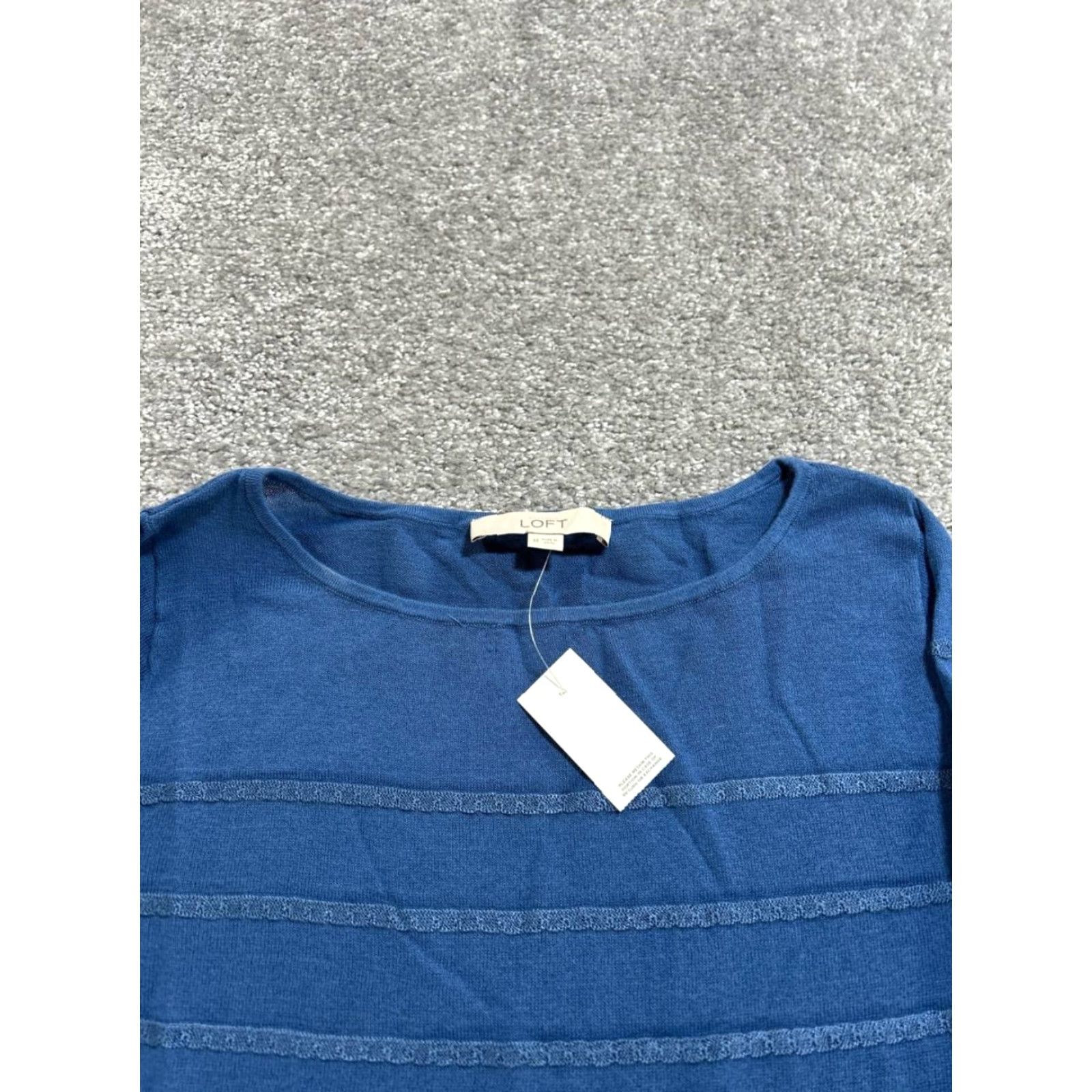 Ann Taylor Ann Taylor Loft Sweater Womens Medium Blue Cotton Knit Pullover Crew Neck Long Sleeve Lightweight Easy Care Size M / US 6-8 / IT 42-44 - 3 Thumbnail