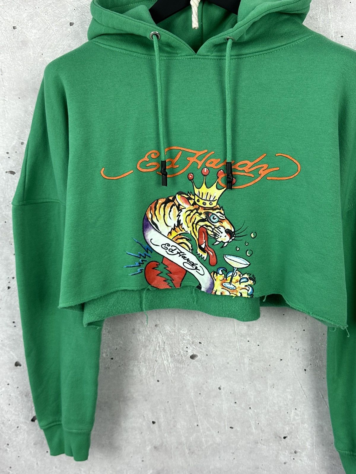 Ed Hardy Ed Hardy Missguided Green Cropped Logo Cotton Women’s Hoodie Size L / US 10 / IT 46 - 2 Thumbnail