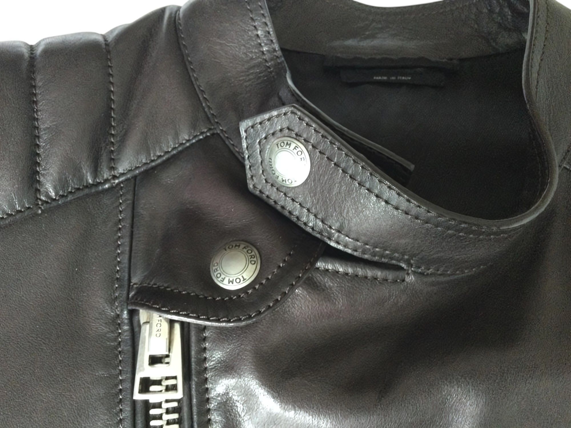 Tom Ford CAFE RACER LEATHER BIKER JACKET Size US XL / EU 56 / 4 - 4 Thumbnail