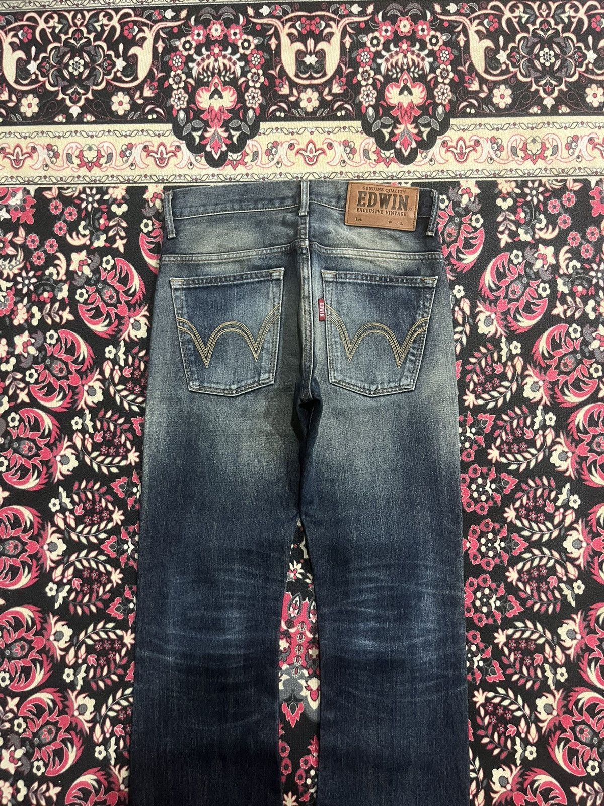 Tornado Mart Vintage Japanese Edwin XVS Dark Blue Faded Washed Flare Jean Size US 28 / EU 44 - 6 Thumbnail