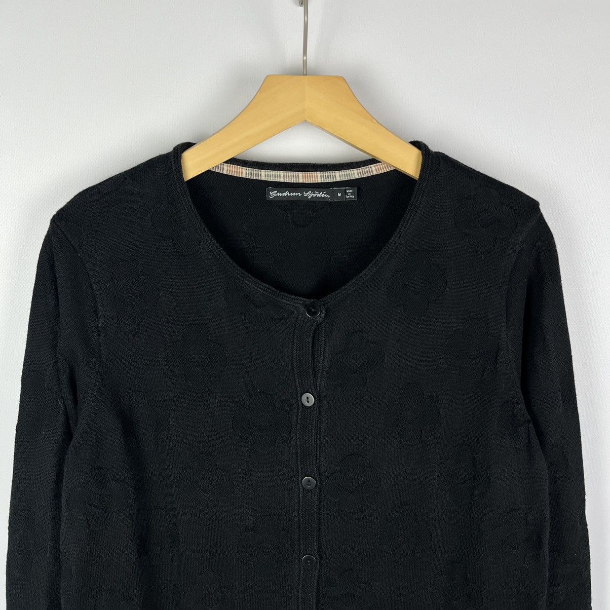 Gudrun Sjoden Gudrun Sjoden Black Cotton Floral Cardigan Button Up Size M Size M / US 6-8 / IT 42-44 - 2 Thumbnail