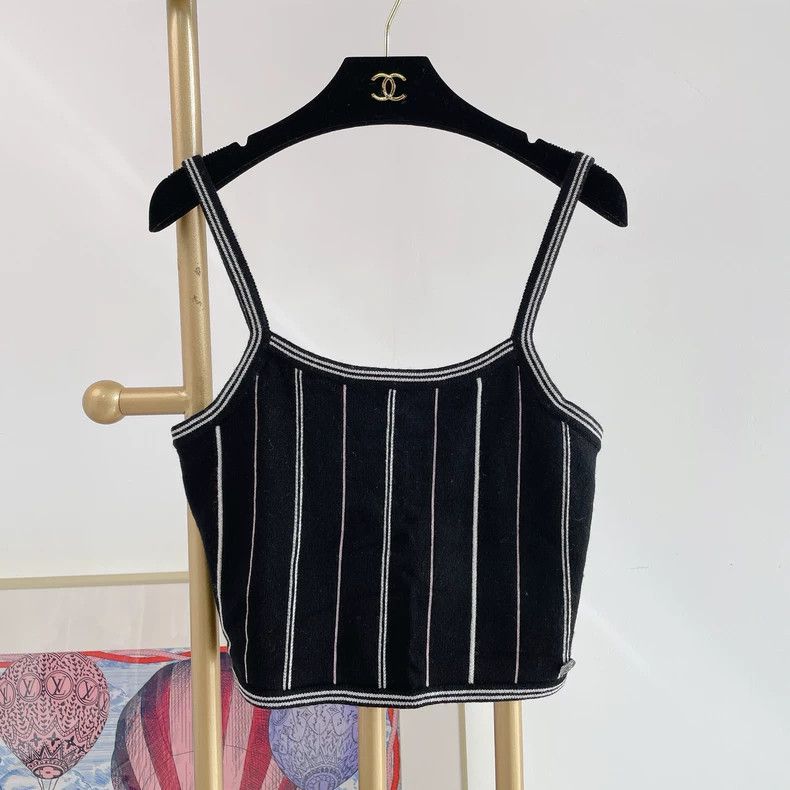 Chanel CHANEL Black and White Striped Knit Top- DMC Size US S / EU 44-46 / 1 - 1 Thumbnail