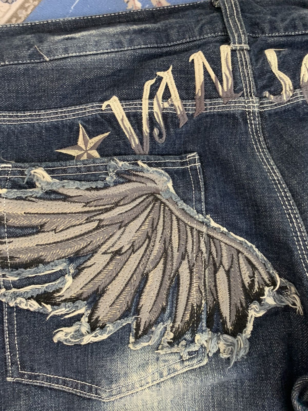 Vanson Leathers Vanson Leathers Skull Embroidery Washed Denim Size US 38 / EU 54 - 6 Thumbnail