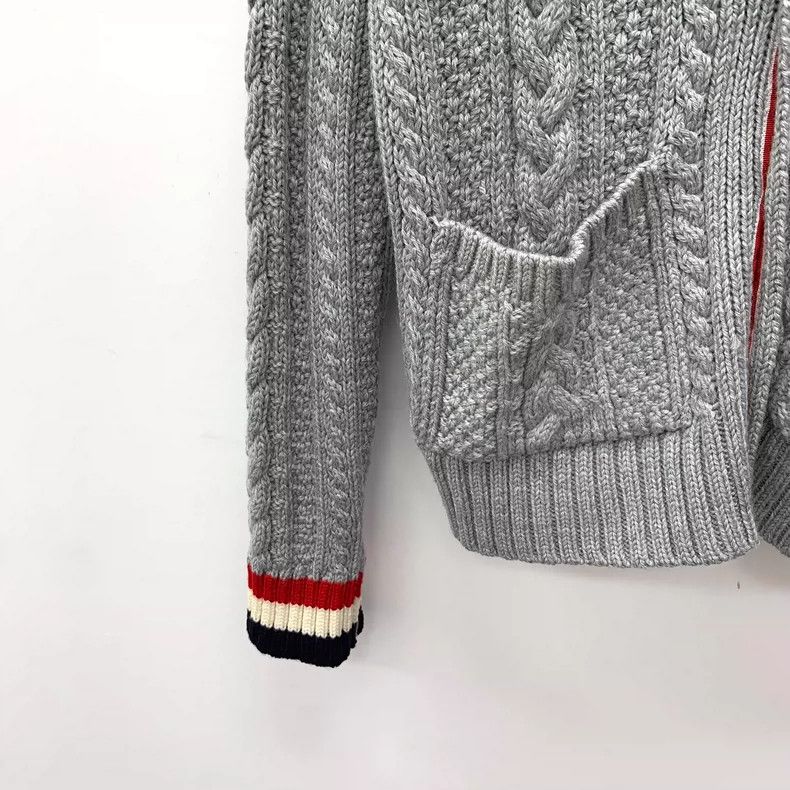 Thom Browne Thom browne Gray striped twisted wool V-neck single-breaste Size US M / EU 48-50 / 2 - 4 Thumbnail