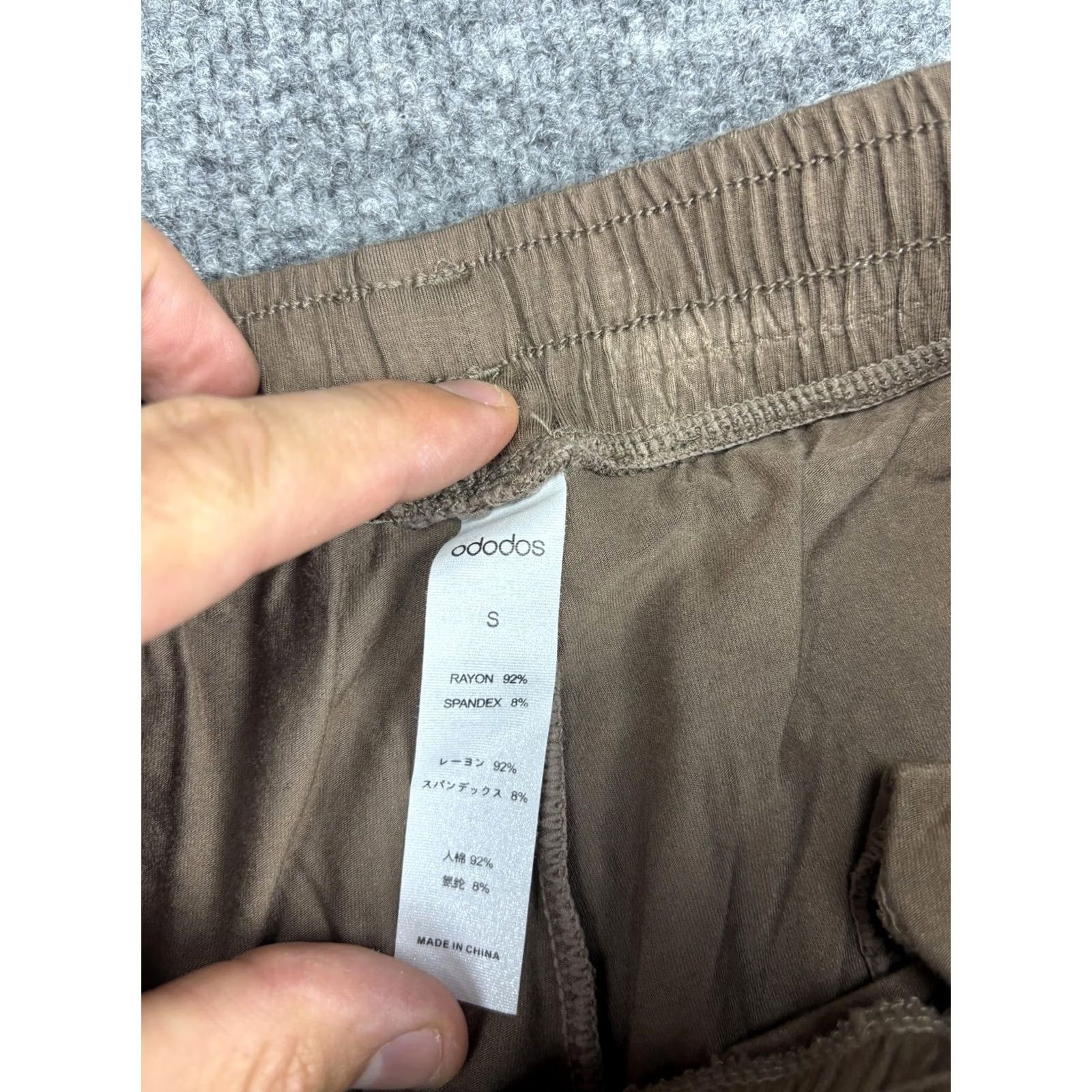 Vintage ODODOS Pants Womens Small Brown Wide-Leg Lounge Stretch Drawstring Pockets Soft Size 28" / US 6 / IT 42 - 7 Thumbnail