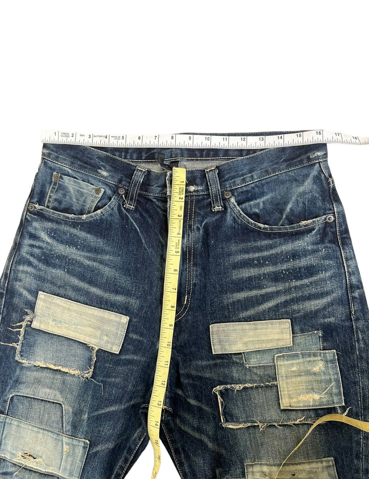 Schlussel Japan Brand glamb Boro Patchwork Denim Jeans Size US 31 - 3 Thumbnail