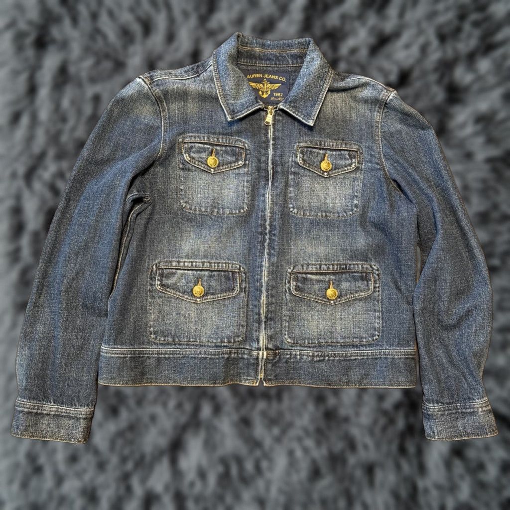 Ralph Lauren Polo Ralph Lauren Women’s Denim Trucker Jacket XL Gold Button Denim Trucker Jacket Women’s Casual Pockets Collared Nautical Vintage No Size 40" / US 18 - 1 Thumbnail