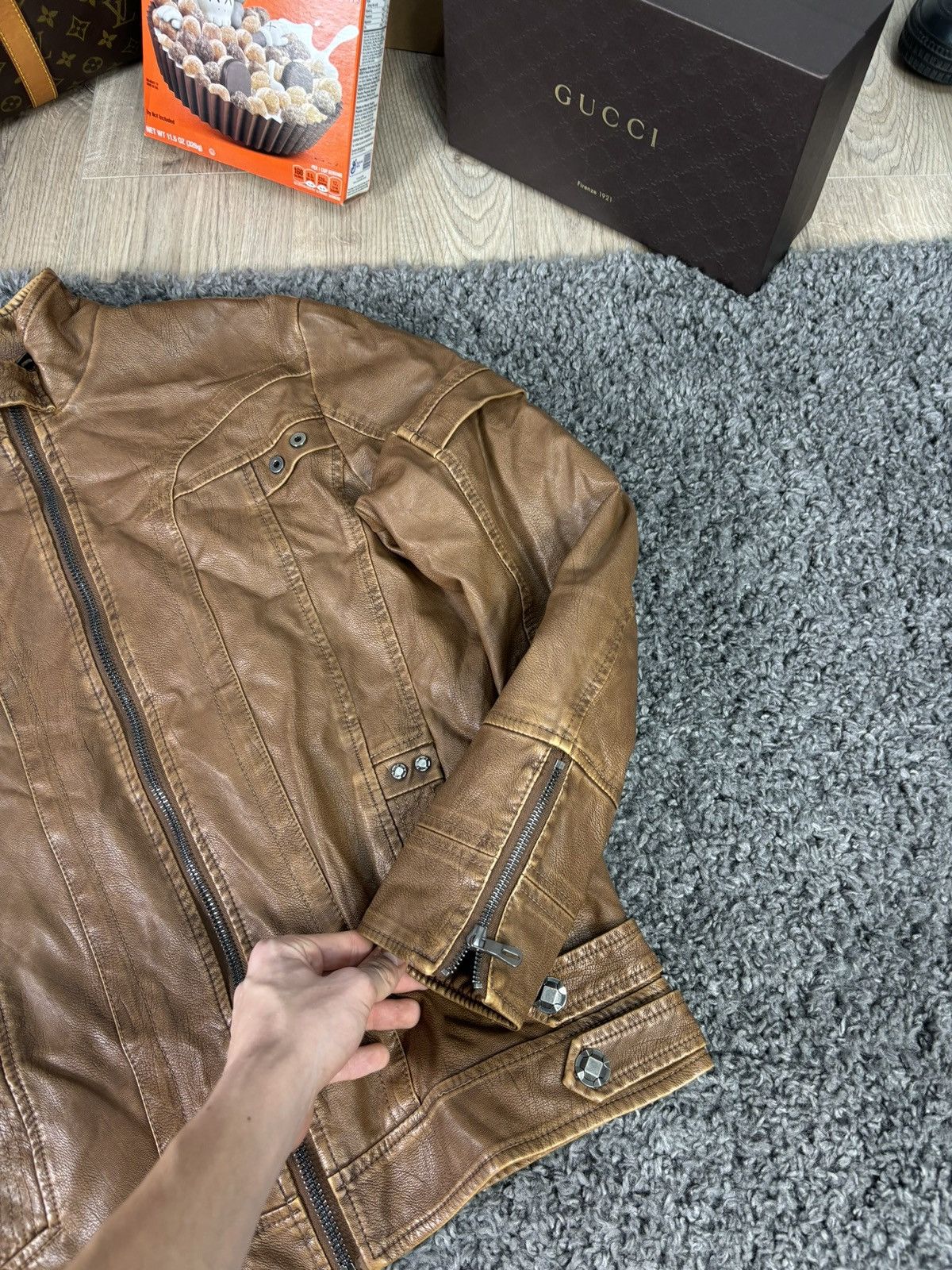 Vintage Vintage Y2K Leather Jacket 2000s Avant Garde Size US L / EU 52-54 / 3 - 8 Thumbnail