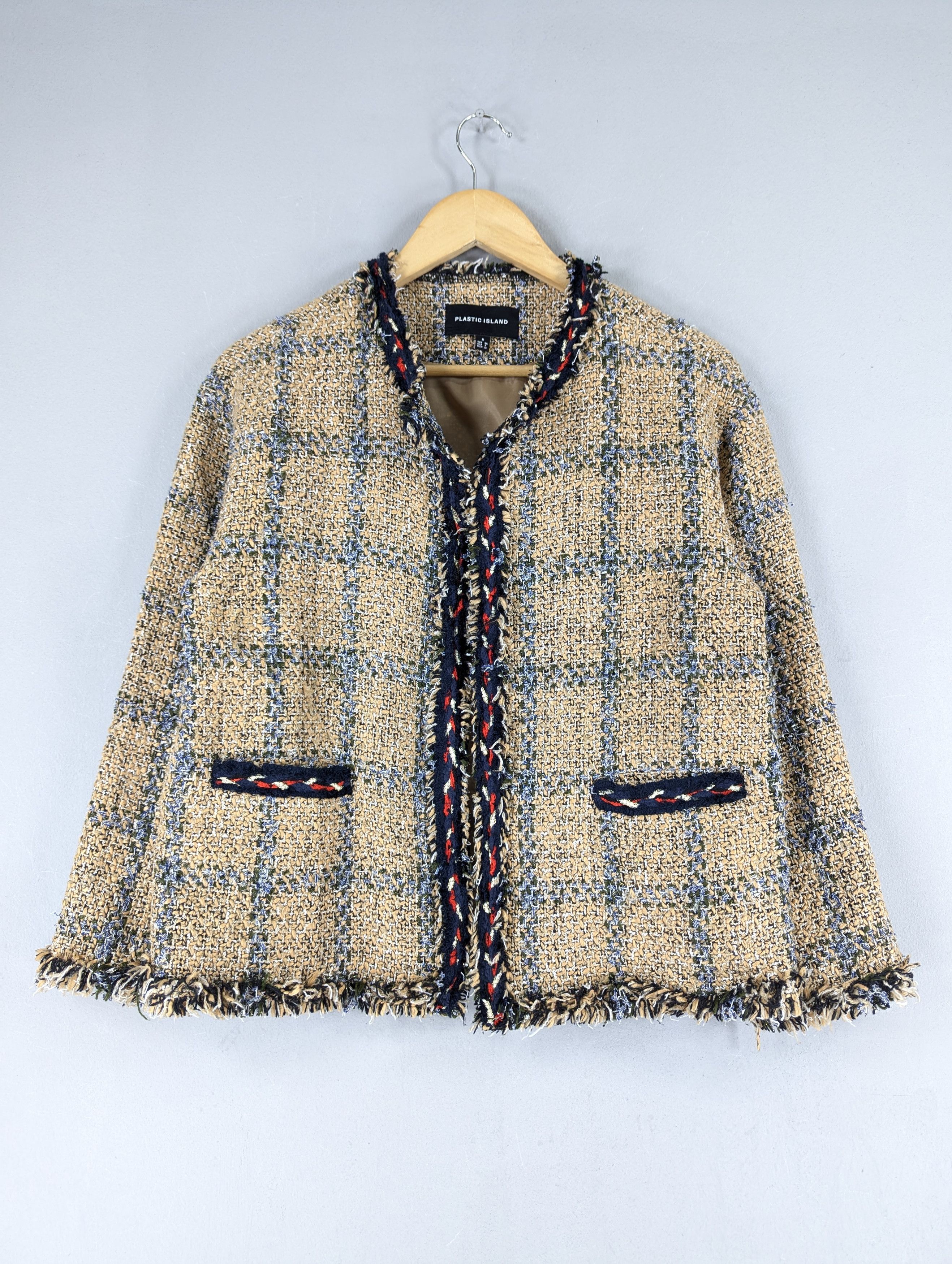 Designer Plastic Island Multicolor Tweed Cropped Jacket Size M / US 6-8 / IT 42-44 - 1 Thumbnail