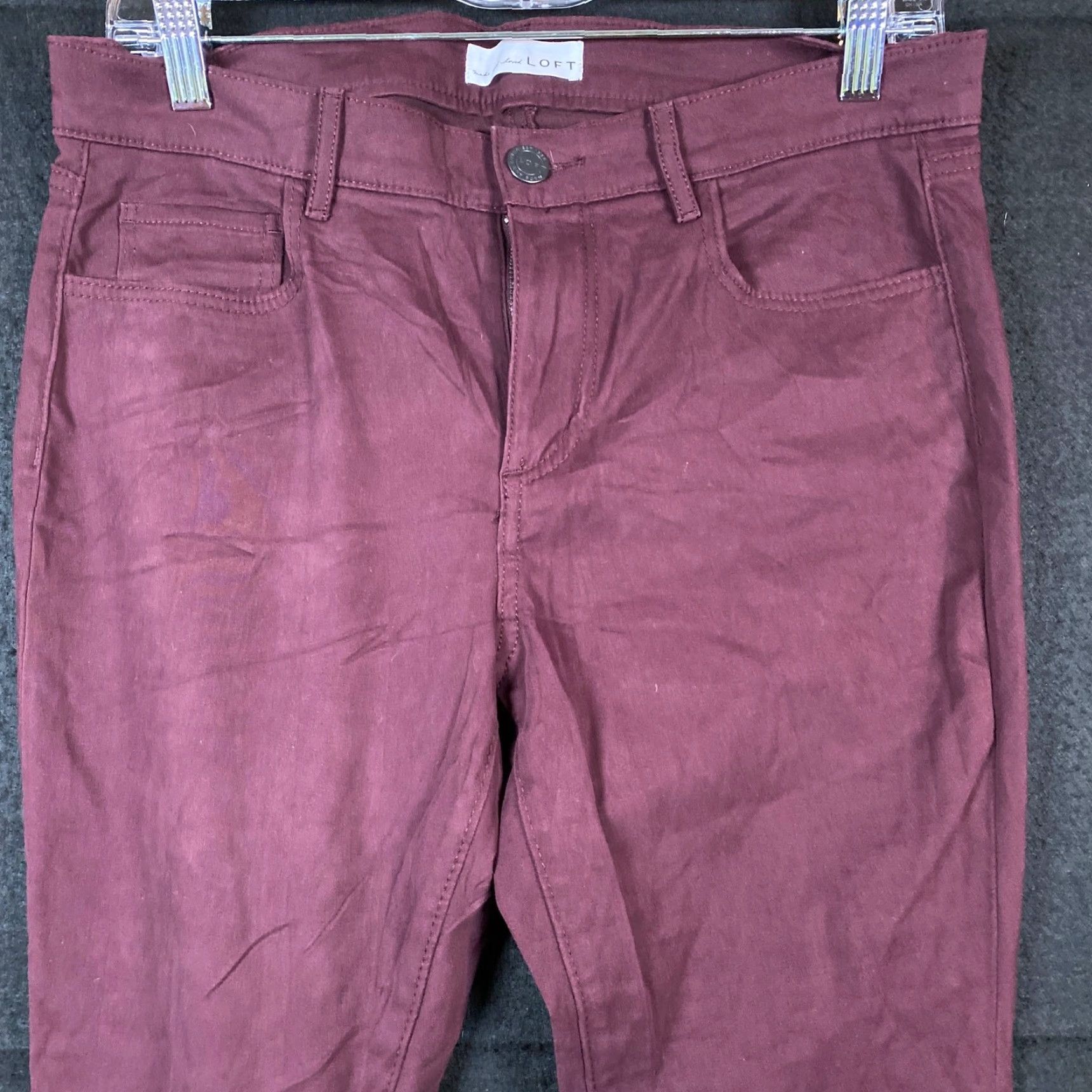 Loft LOFT Womens Jeans Maroon Velvet Slim High Rise Cropped Stretch 29/8 Jeans Women 30" Waist Inseam 25" 5-Pocket Solid Size 30" / US 8 / IT 44 - 2 Thumbnail