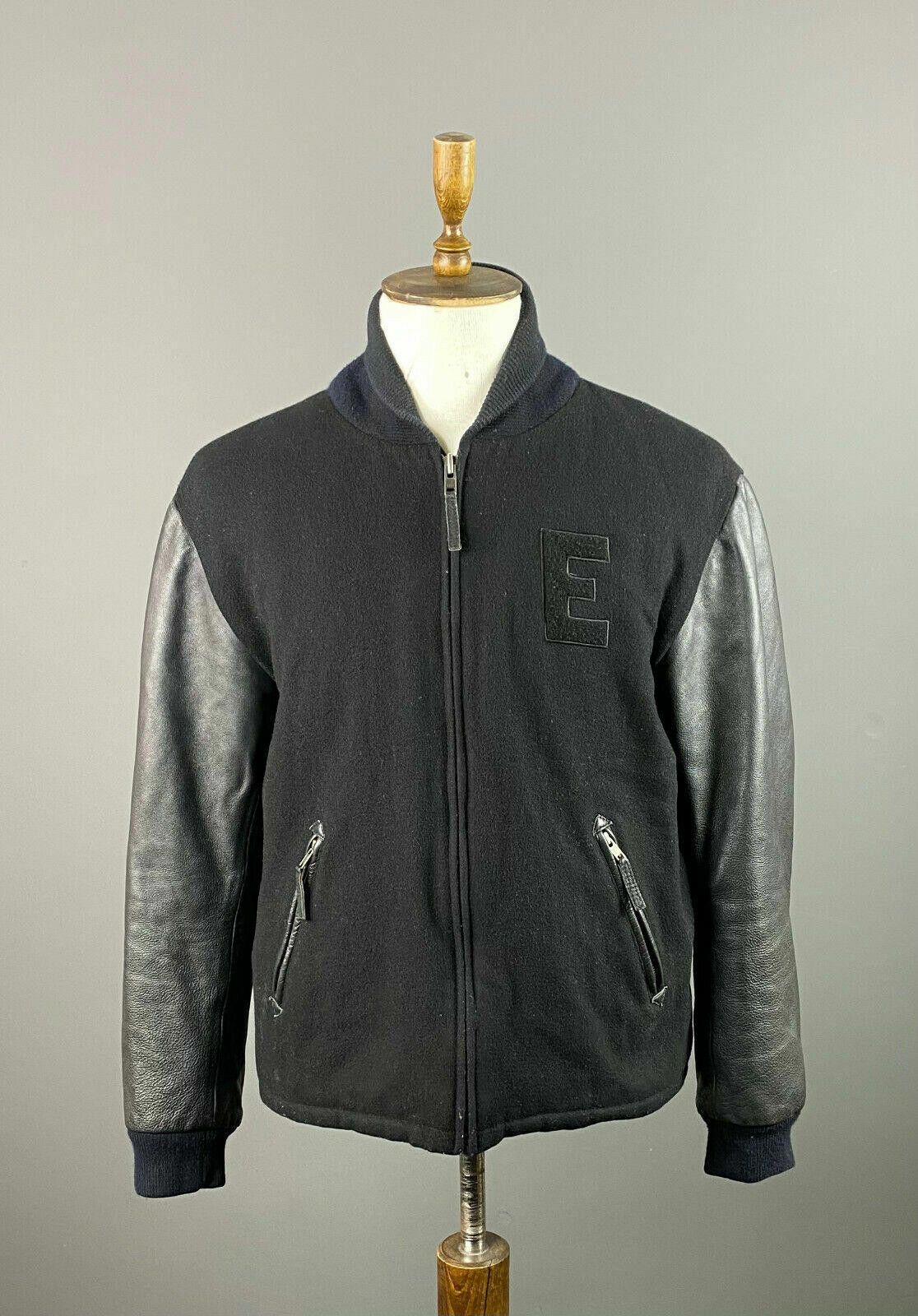 Edwin Edwin Baseball Jacket Black Wool Leather Sleeves Size XL Size US XL / EU 56 / 4 - 1 Thumbnail
