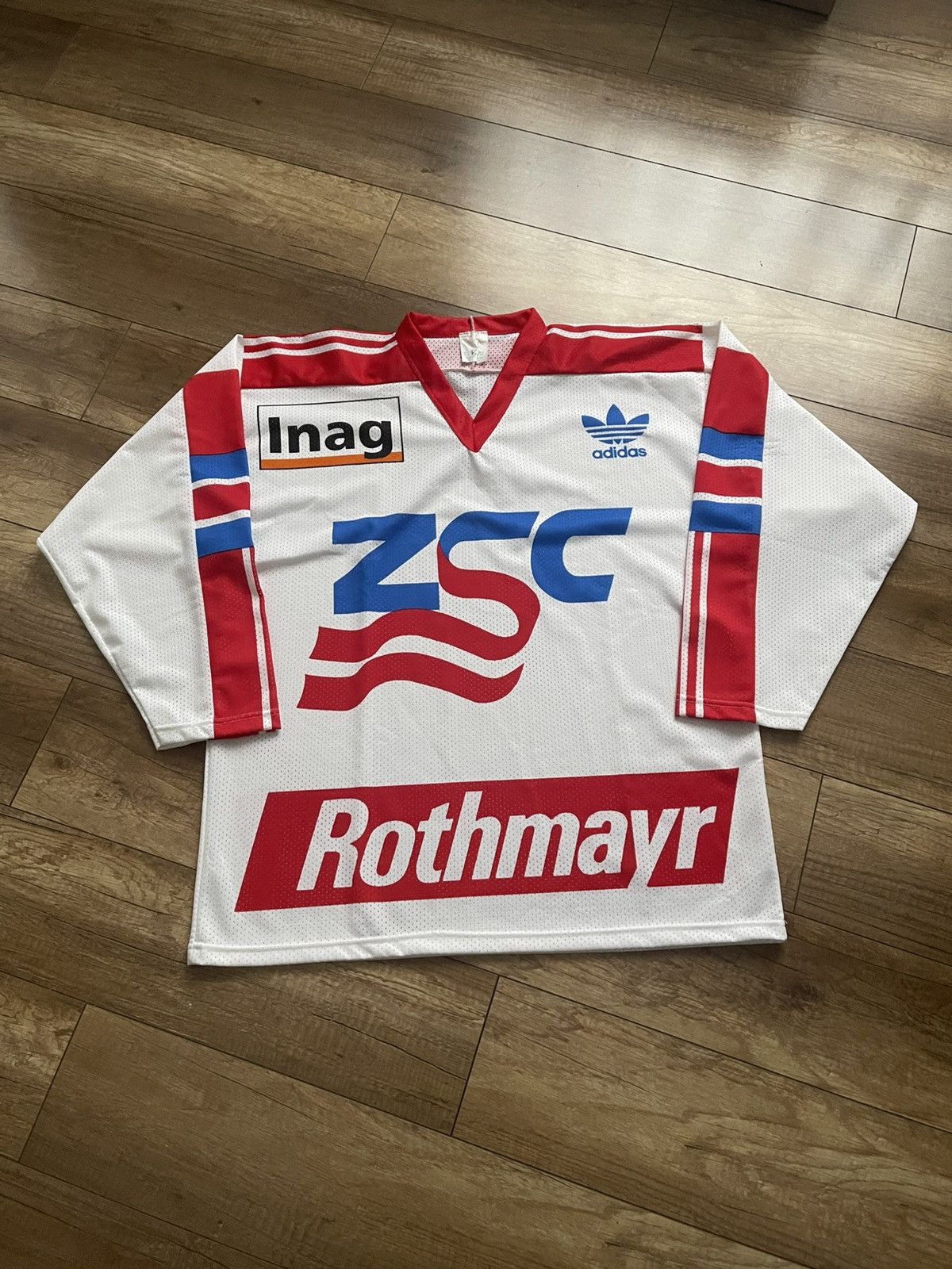 Adidas 1990/1991 Adidas ZSC Lions Vintage Hockey Jersey Shirt Size US L / EU 52-54 / 3 - 3 Thumbnail