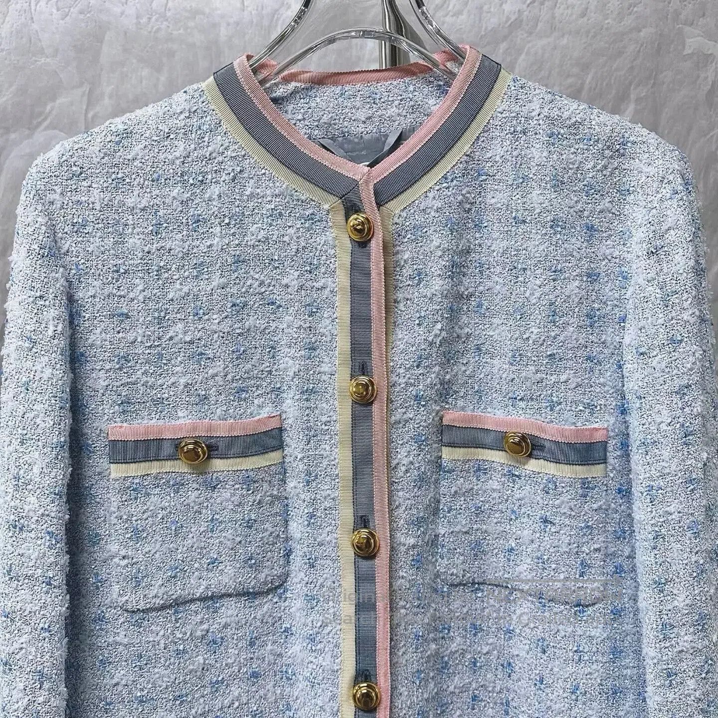 Gucci blue pink tweed chanel style jacket. Size M / US 6-8 / IT 42-44 - 2 Thumbnail