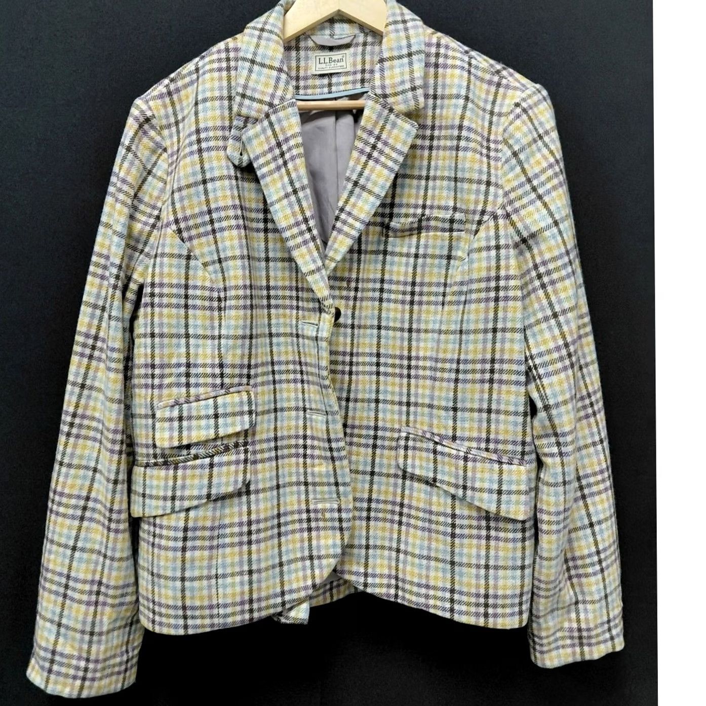 Vintage L.L. Bean Blazer Jacket Women M Plaid Wool Blend Long Sleeve Collared Button Business Casual Fall Winter Size M / US 6-8 / IT 42-44 - 2 Thumbnail