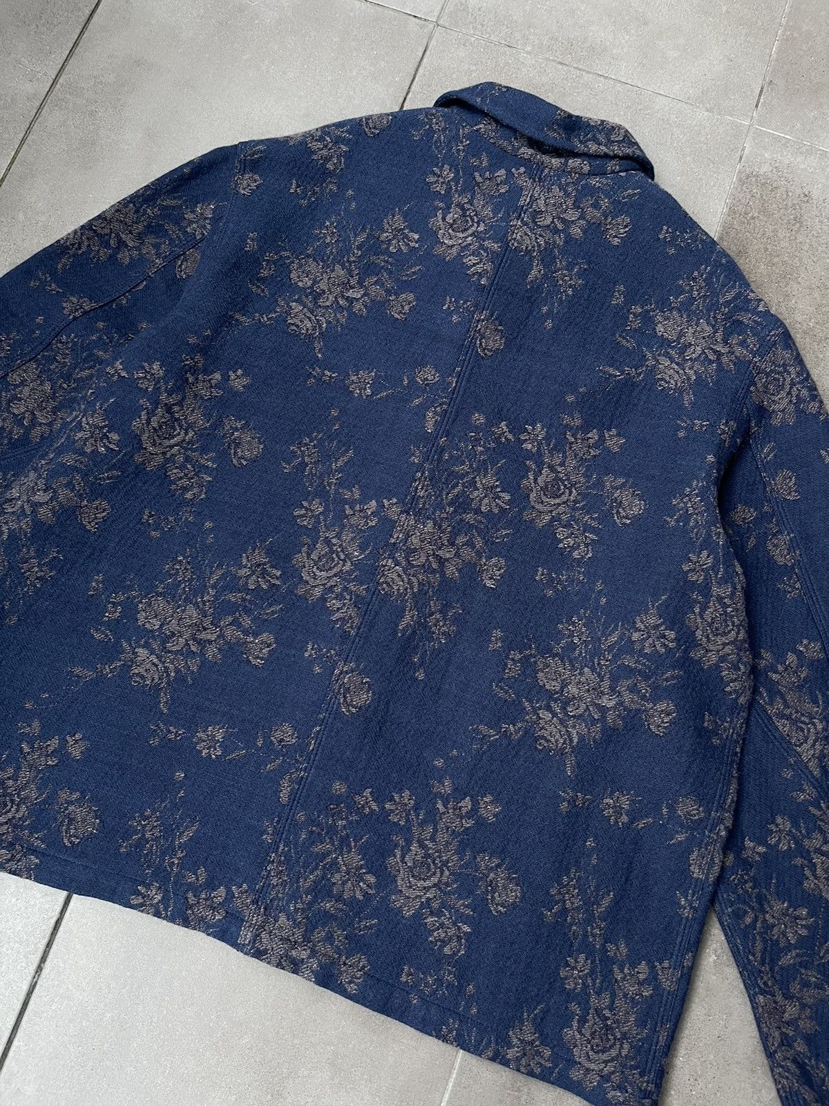 YMC !DS! SS23 YMC Labour Floral Navy Wool Jacquard Jacket Size US L / EU 52-54 / 3 - 17 Thumbnail