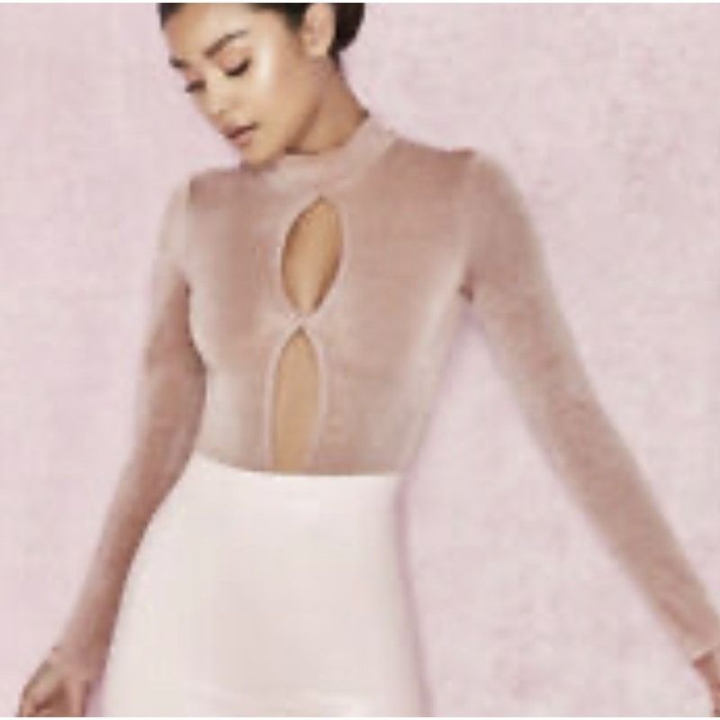 House of CB House of CB metallic bodysuit top pink keyhole mock neck Size XS / US 0-2 / IT 36-38 - 12 Thumbnail