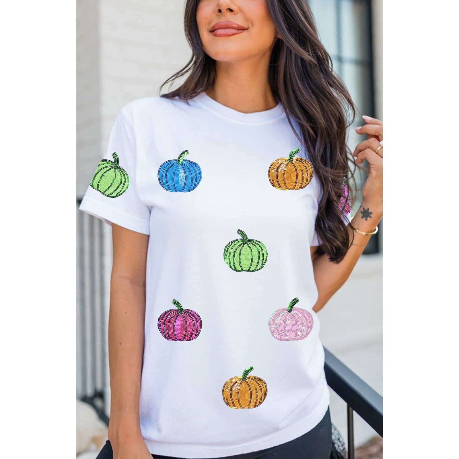 Other NWT White Sequin Pumpkin T Shirt Size S / US 4 / IT 40 - 4 Thumbnail