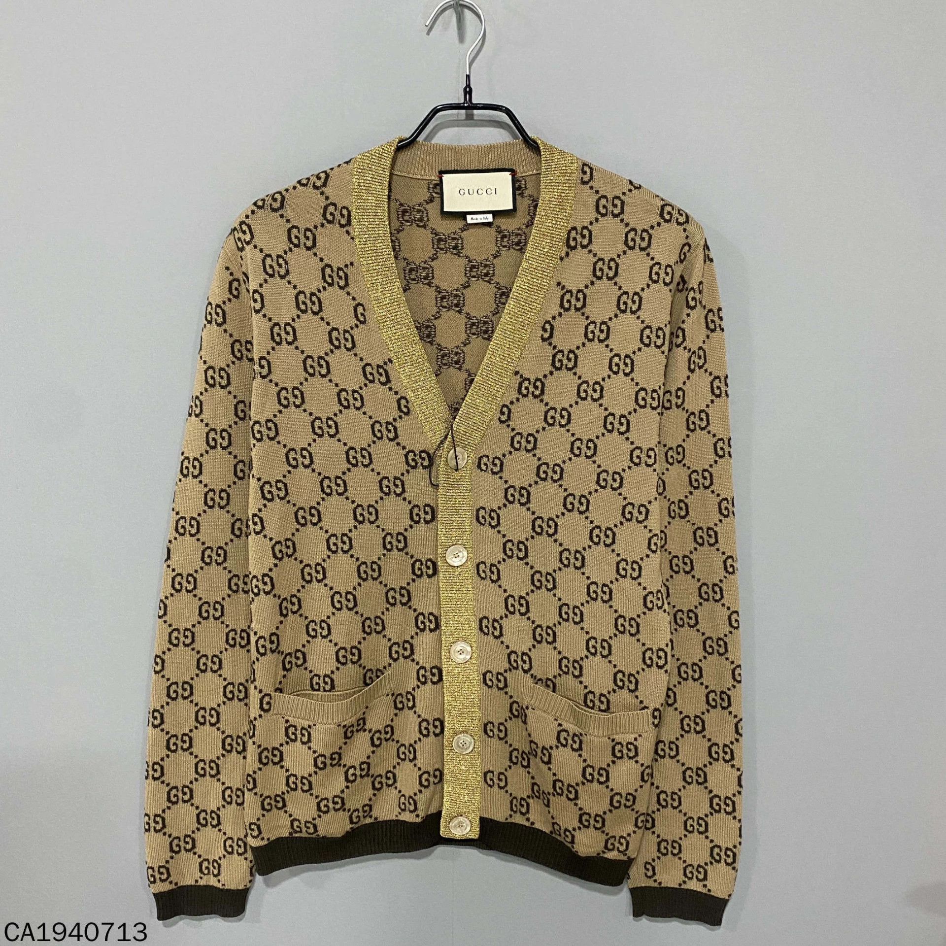 Gucci GUCCI gold thread all over print cardigan S Size S / US 4 / IT 40 - 1 Thumbnail