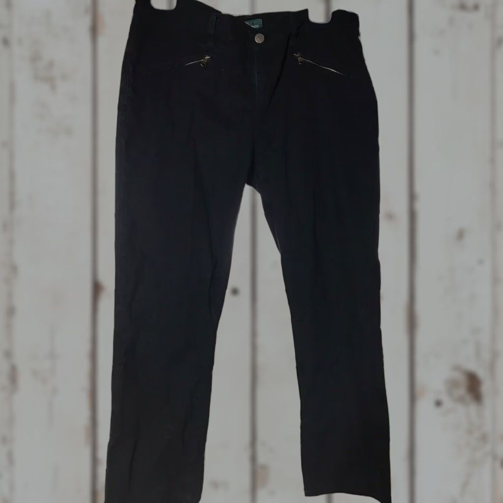 Ralph Lauren Ralph Lauren Women's Black Straight Jeans Size 10 Zip Pockets Modern Fit Size 32" / US 10 / IT 46 - 1 Thumbnail