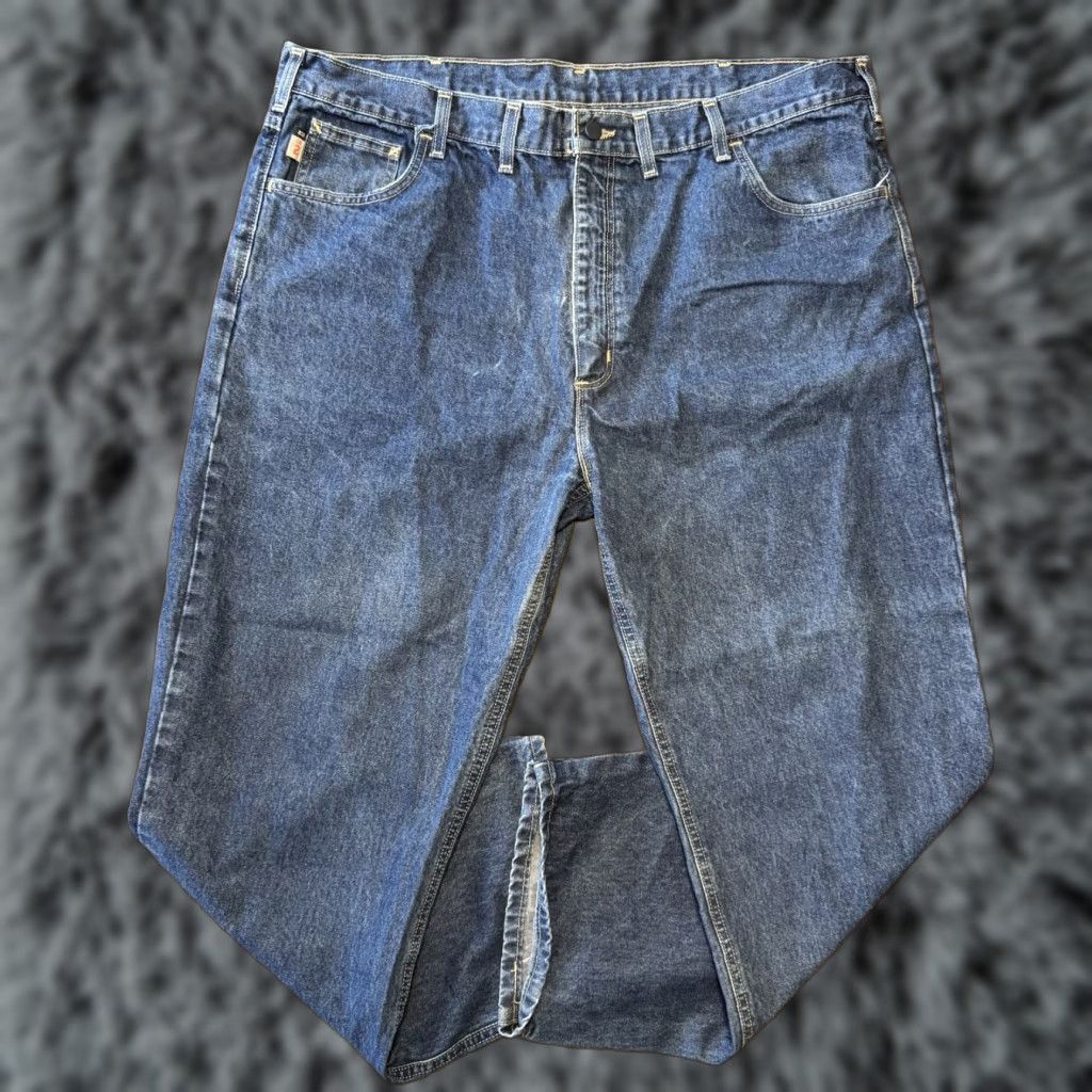 Carhartt VINTAGE Carhartt Jeans Mens 44x30 FR Flame Resistant Work 2112 Cat 2 Denim Blue 5-Pocket Mens Size US 44 / EU 60 - 1 Thumbnail
