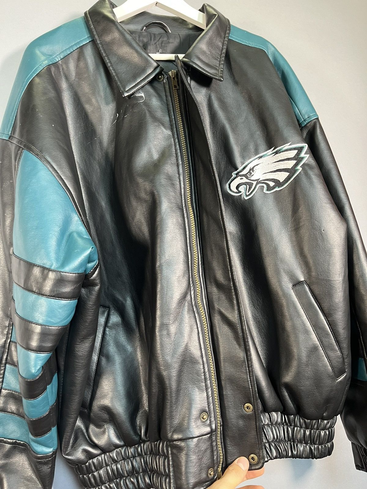 NFL Rare Philadelphia Eagles Embroidered Leather Jacket Size US L / EU 52-54 / 3 - 12 Thumbnail
