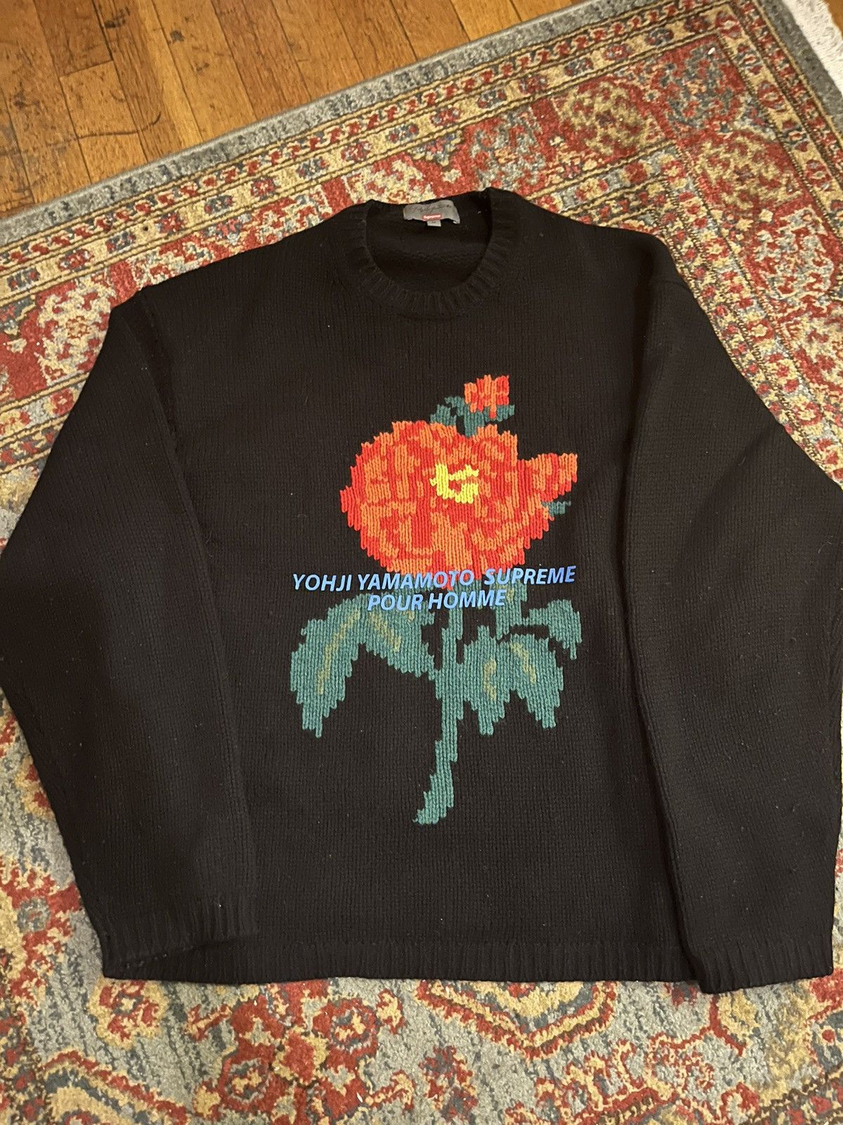 Supreme Yohji Yamamoto Supreme Black Rose Sweater FW20 | Grailed