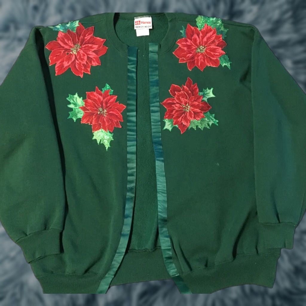 Hanes VINTAGE 90s Flowers Open Front Cardigan Sweatshirt 2XL Green Men Hanes Shirt Size US XXL / EU 58 / 5 - 1 Thumbnail