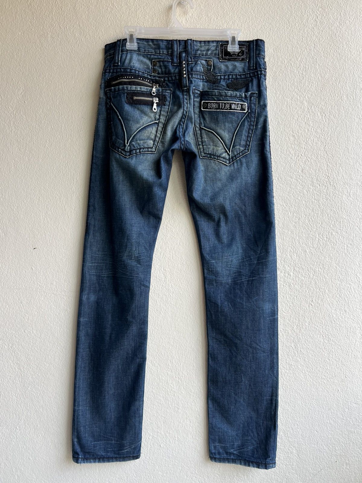 Robins Jeans Y2K Robin’s Jean Born To Be Wild Dirty Denim Jeans Size US 31 - 23 Thumbnail
